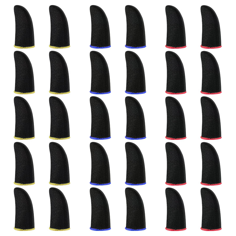 30pcs Gamer Finger Sleeves Carbon Compression Support Thumb Gloves Touchscreen Finger Cover Anti Sweat Mobile Phone Tablet Gaming Stabilizer for All Touchscreen Devices