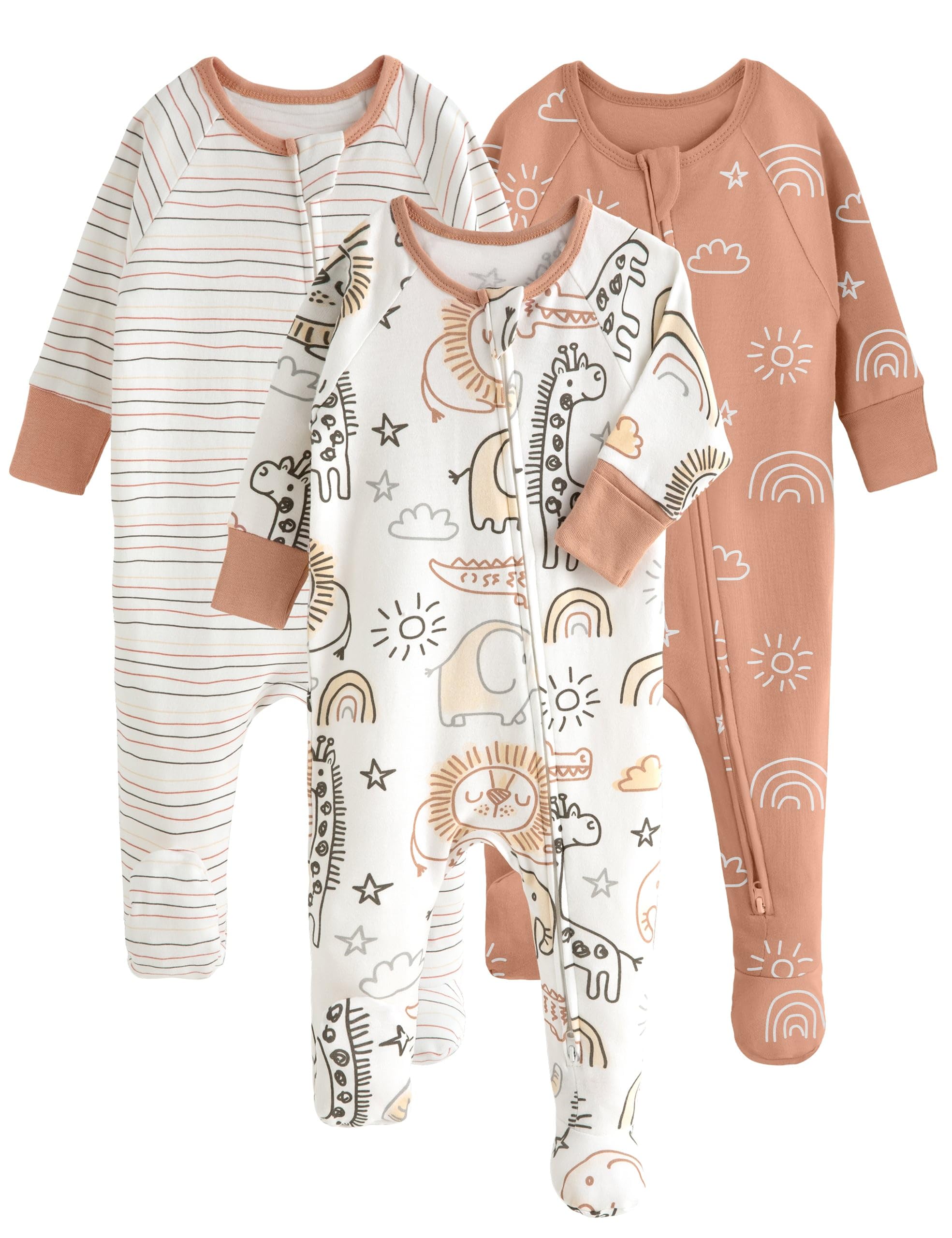 Yoofoss Baby Pajamas 100% Organic Cotton Baby Sleepers for Newborn 0-3 3-6 6-9 Months Boys Girl Clothes 3pcs Footed PJs
