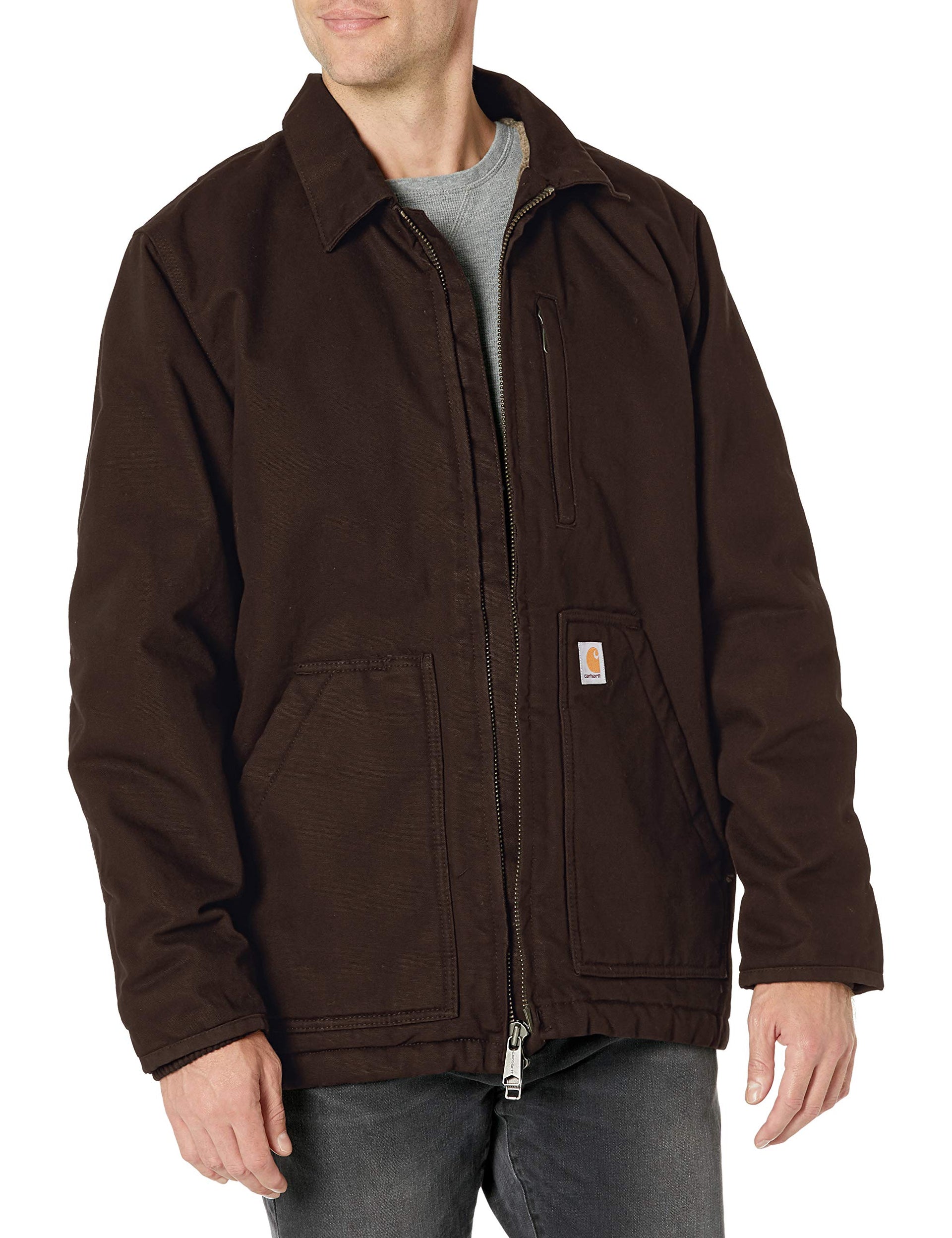 Carhartt Men's Loose Fit Washed Duck Sherpa-Lined Coat