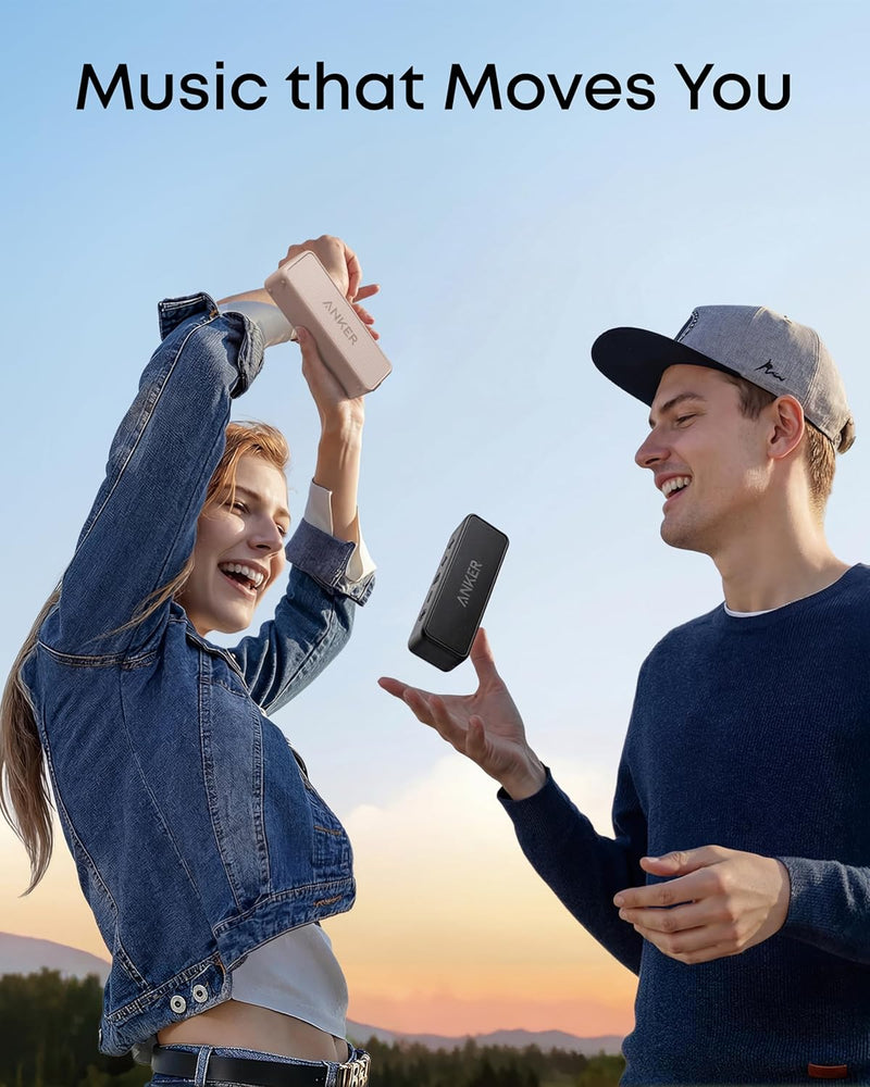 Anker Soundcore 2 Portable Bluetooth Speaker with Stereo Sound, Bluetooth 5, Bassup, IPX7 Waterproof, 24-Hour Playtime, Wireless, Speaker for Home, Outdoors, Travel