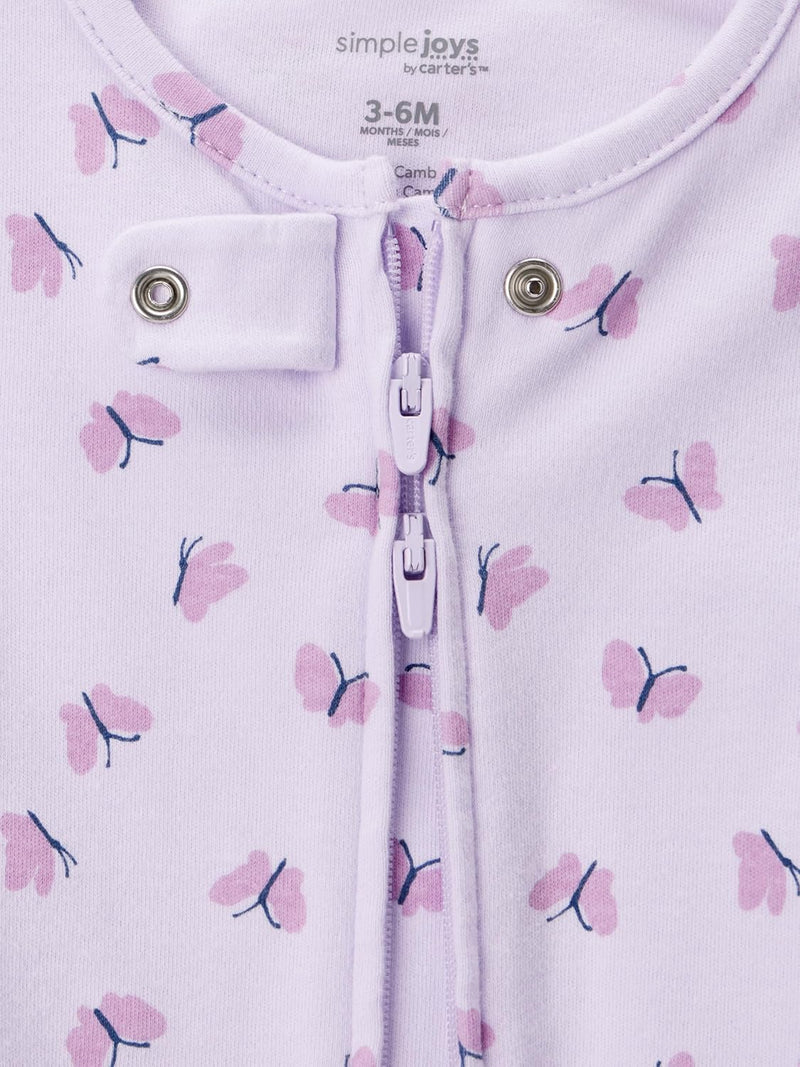 Simple Joys by Carter's Baby Girls' Cotton Footed Sleep and Play, Pack of 2