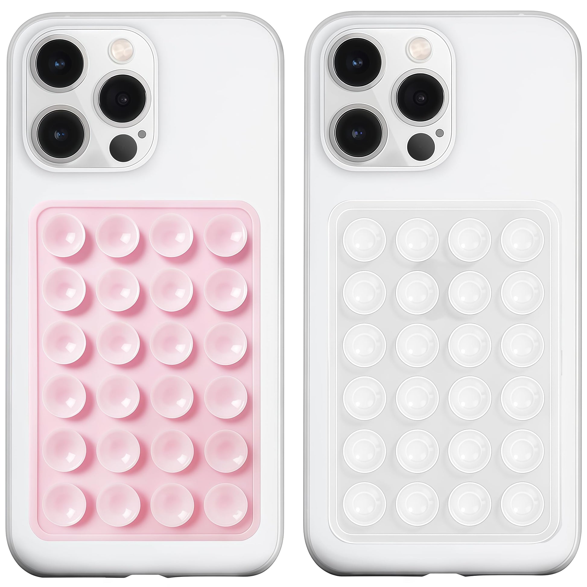 Silicone Suction Phone Case Mount, Silicon Adhesive Phone Accessory for Smartphones, Hands-Free Mirror Shower Phone Holder for Selfies, Tiktok Videos (Light Pink)