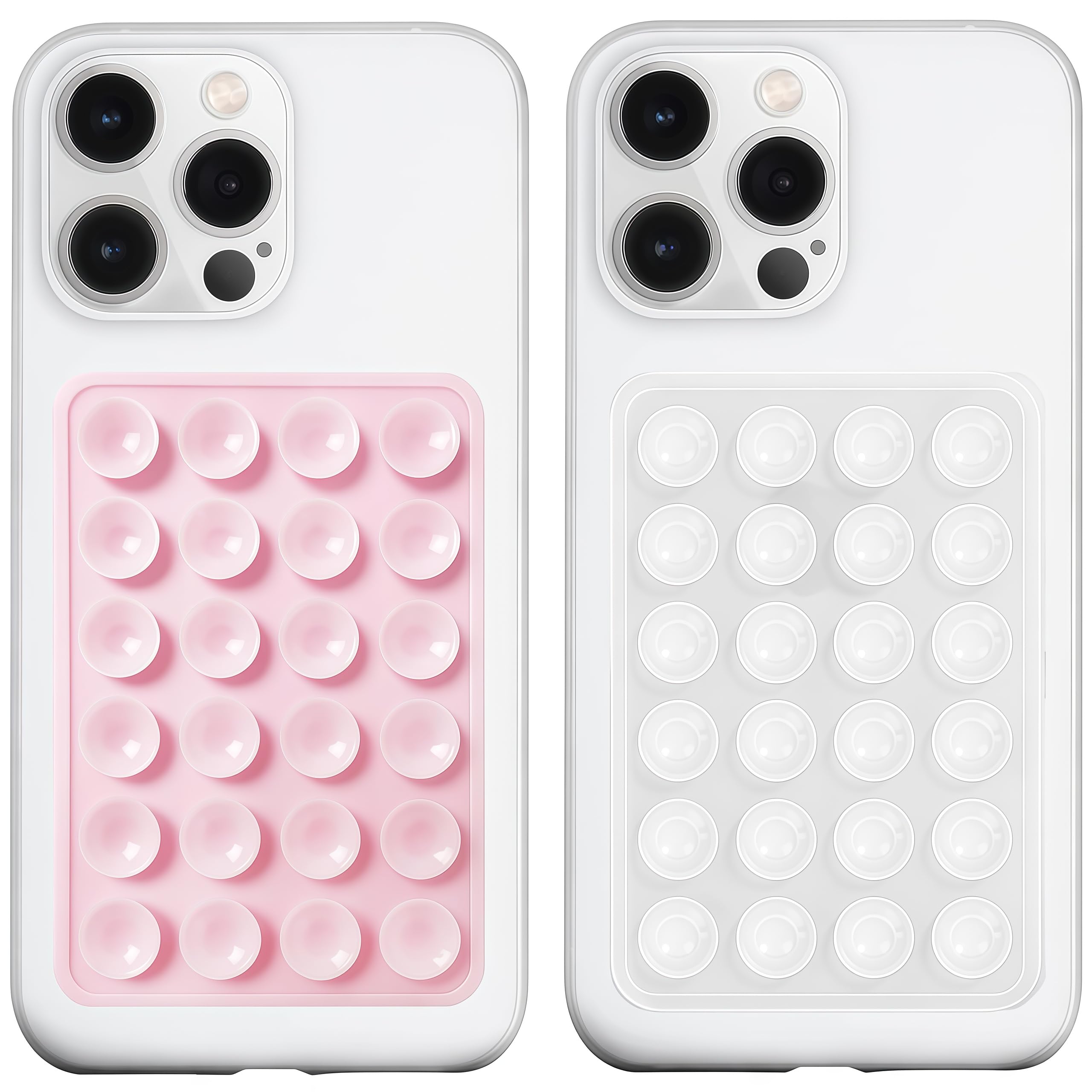 Silicone Suction Phone Case Mount, Silicon Adhesive Phone Accessory for Smartphones, Hands-Free Mirror Shower Phone Holder for Selfies, Tiktok Videos (Light Pink)