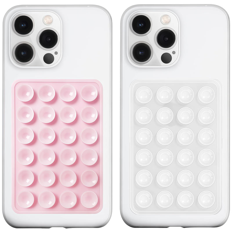 Silicone Suction Phone Case Mount, Silicon Adhesive Phone Accessory for Smartphones, Hands-Free Mirror Shower Phone Holder for Selfies, Tiktok Videos (Light Pink)