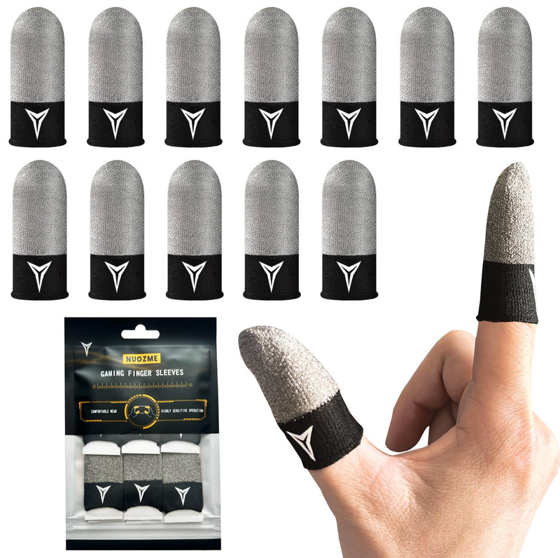 Improved Version-Visible Pure Silver Fiber&Carbon Fiber Professional Model Gaming Finger Sleeves,No Rubber Band,Maximum Touch Response,Comfortable fit, Anti-Sweat,Fit All Touchscreen Devices-6 Pack