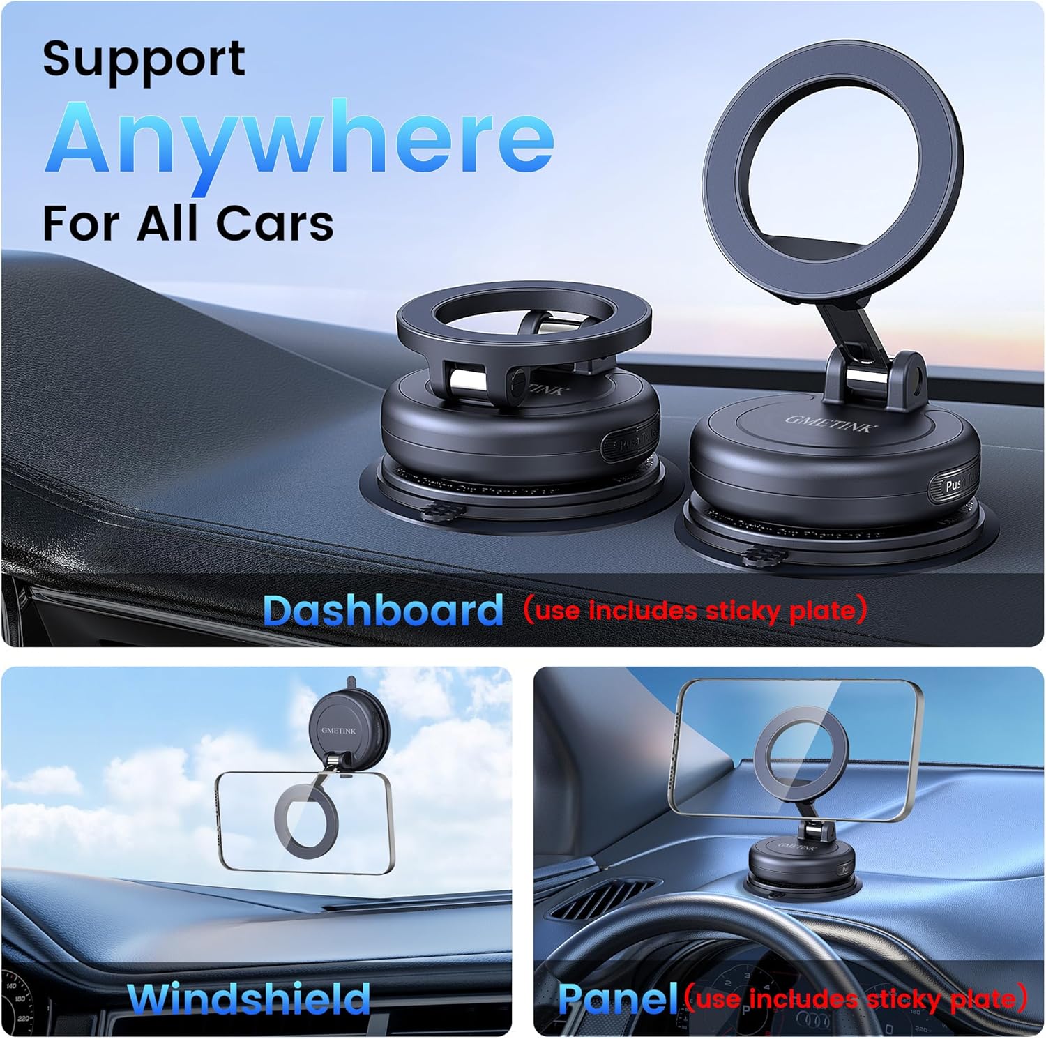 Car Phone Holder for Magsafe—360° Rotation and Dual-axis Adjustment Phone Mount, Up to 78LBS Suction, Compatible with Magsafe Case, for iPhone 17, 16, 15, 14, 13,12Series,Galaxy Ultra/26+/26