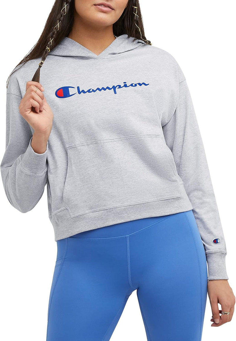 Champion Women’s Pullover Fleece Hoodie, Loose Fit, Midweight, Script Logo-61