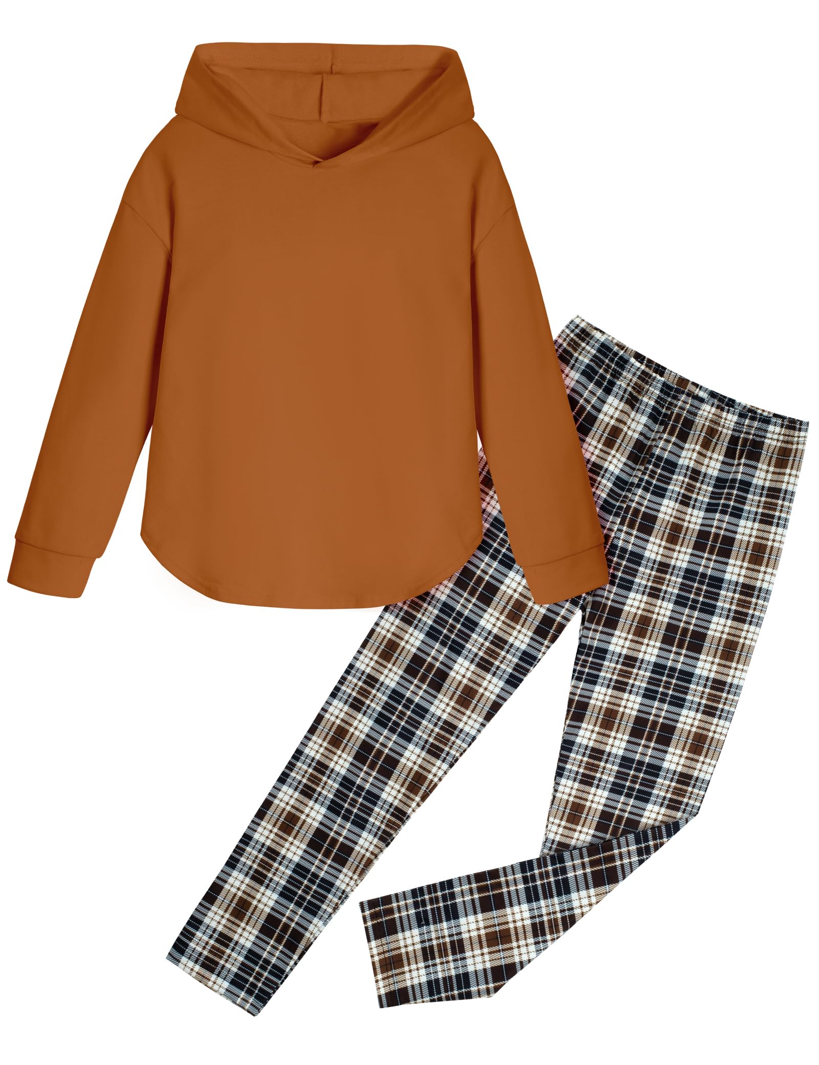 Fuermos Girls Clothes Sets Hooded Sweatshirt and Plaid Pants 2 Piece Girls Fall Outfits 6-14 Years-21