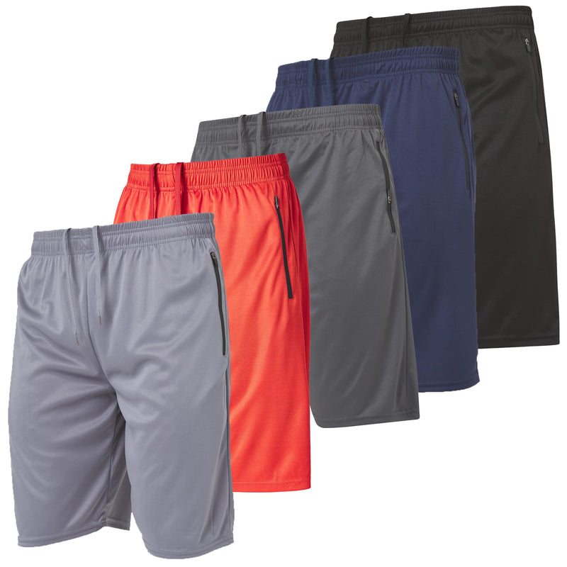 Ultra Performance Mens 5 Pack Athletic Running Shorts, Loose fit Basketball Gym Workout Shorts for Men with Zippered Pockets