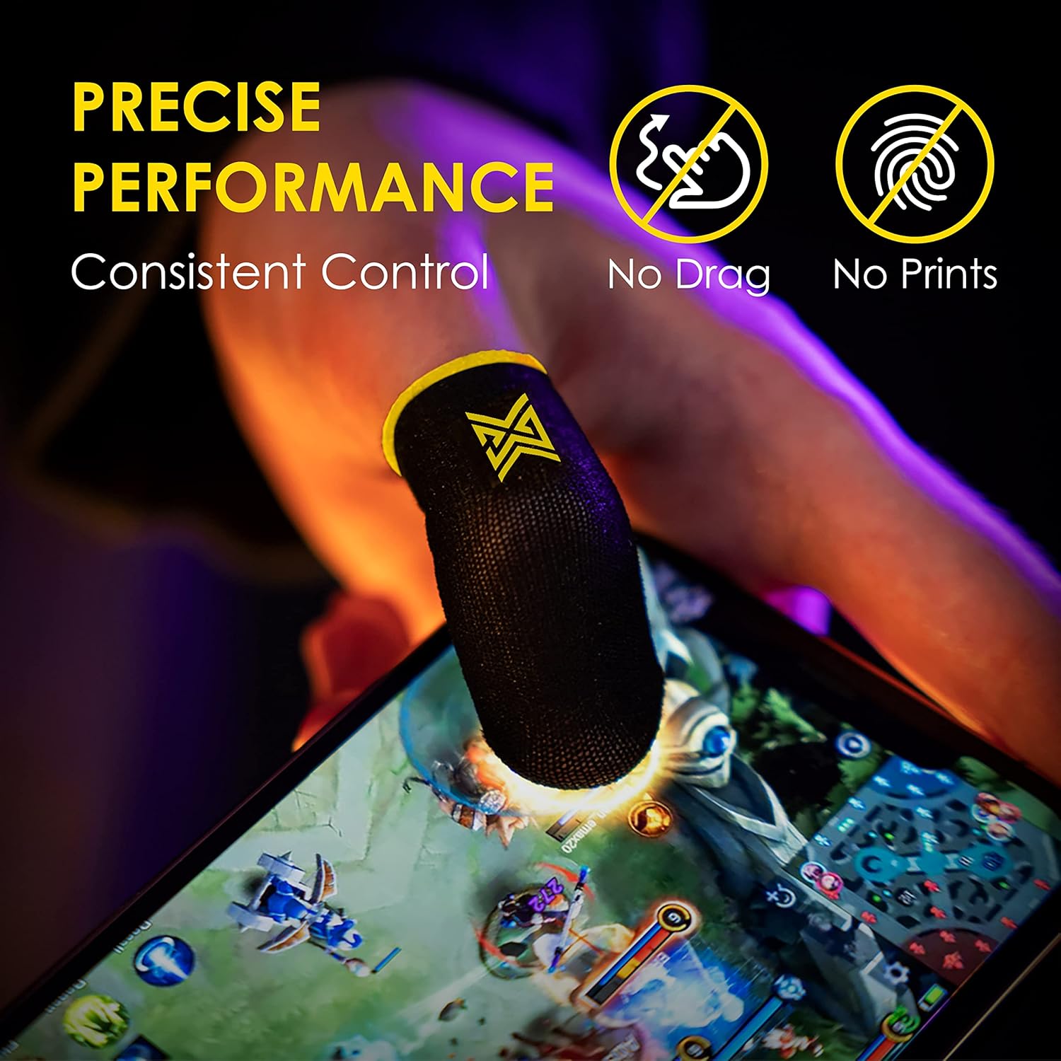 MGC ClawSocks 6 Pack Carbon, Gamer Finger & Thumb Sleeves, Mobile Gaming Stabilizer & Compression Support Black