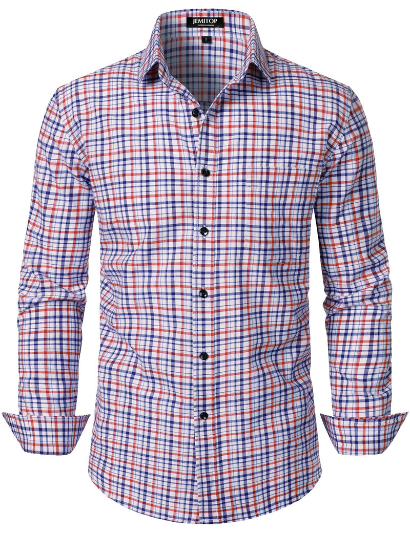 JEMITOP Men's Transitional Weather Slim Fit Long Sleeve Button Down Shirt Business Casual Dress Shirts with Pocket-34