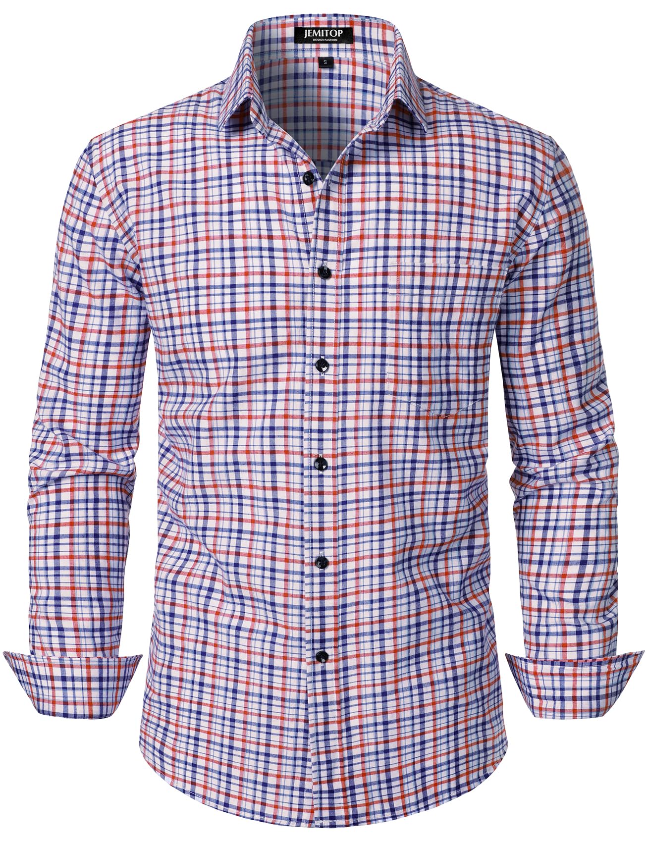 JEMITOP Men's Transitional Weather Slim Fit Long Sleeve Button Down Shirt Business Casual Dress Shirts with Pocket-86