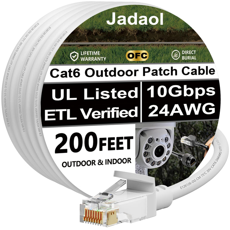 Jadaol Cat 6 Ethernet Cable 50 ft, 10Gbps Support Cat8 Cat7 Network, Flat RJ45 LAN Patch Cable, High-Speed Wired Internet Cable for Router, Modem, Switch, Gaming Consoles, PC, Streaming Devices, White