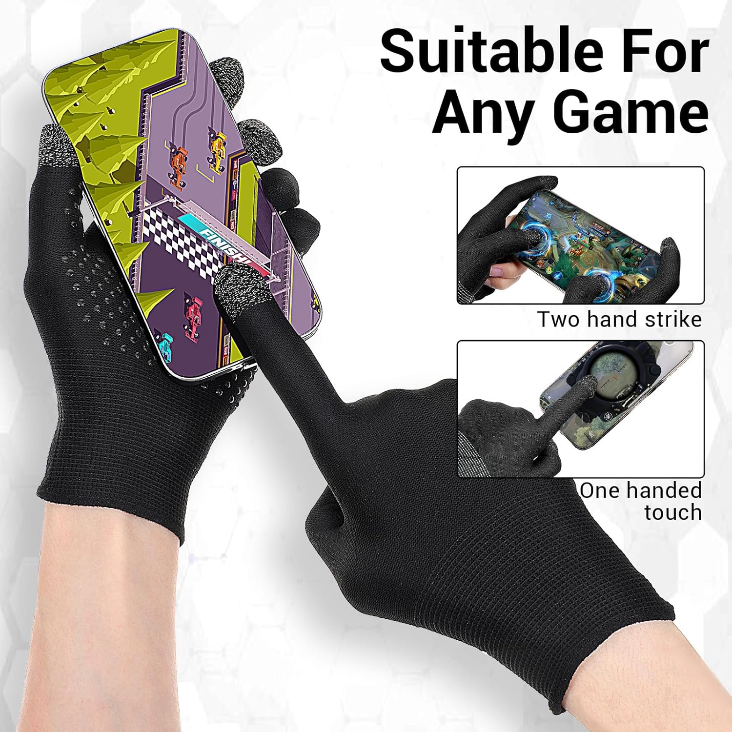 Ultra-Thin Mobile Gaming Gloves Touchscreen Gaming Gloves Anti-Sweat Mobile Finger Sleeve Breathable