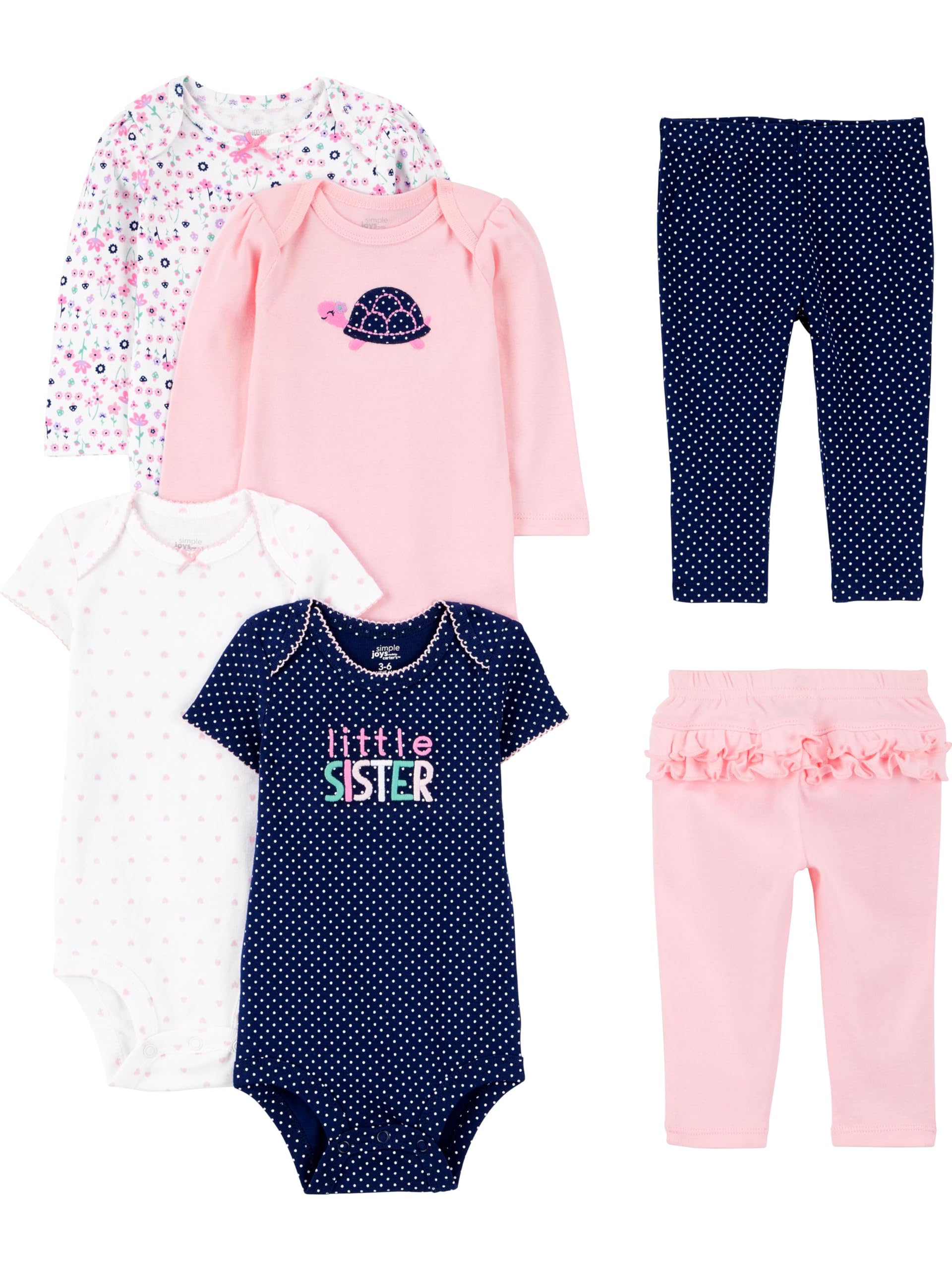 Simple Joys by Carter's baby-girls 6-piece Bodysuits (Short and Long Sleeve) and Pants Set
