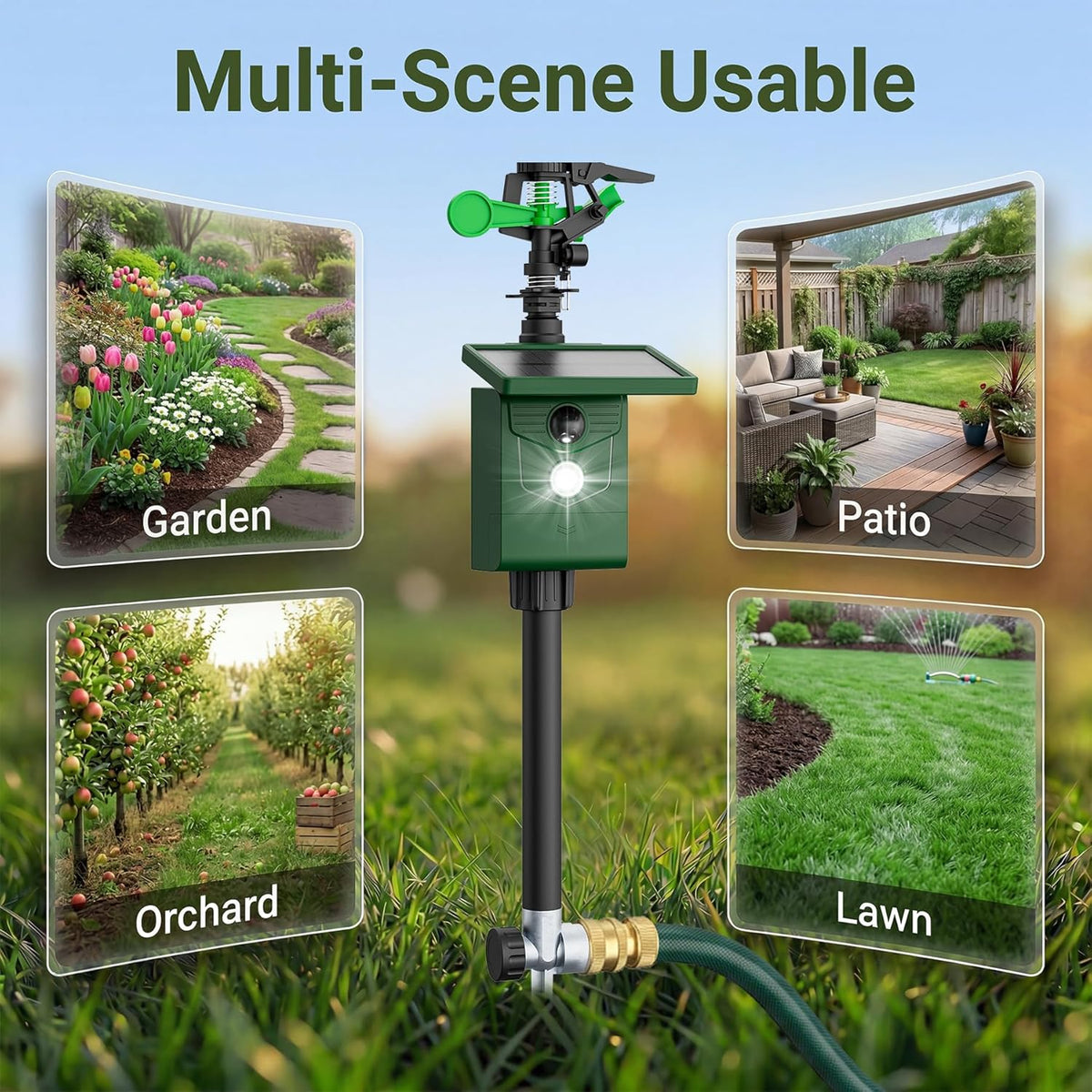 Solar Motion Sensor Deer Repellent Sprinkler Animal Deterrent Repeller with Motion Activated Sprinklers 1 Pack for Animal Flashing Lights Dog Cat Squirrel for Lawn Garden Farmland