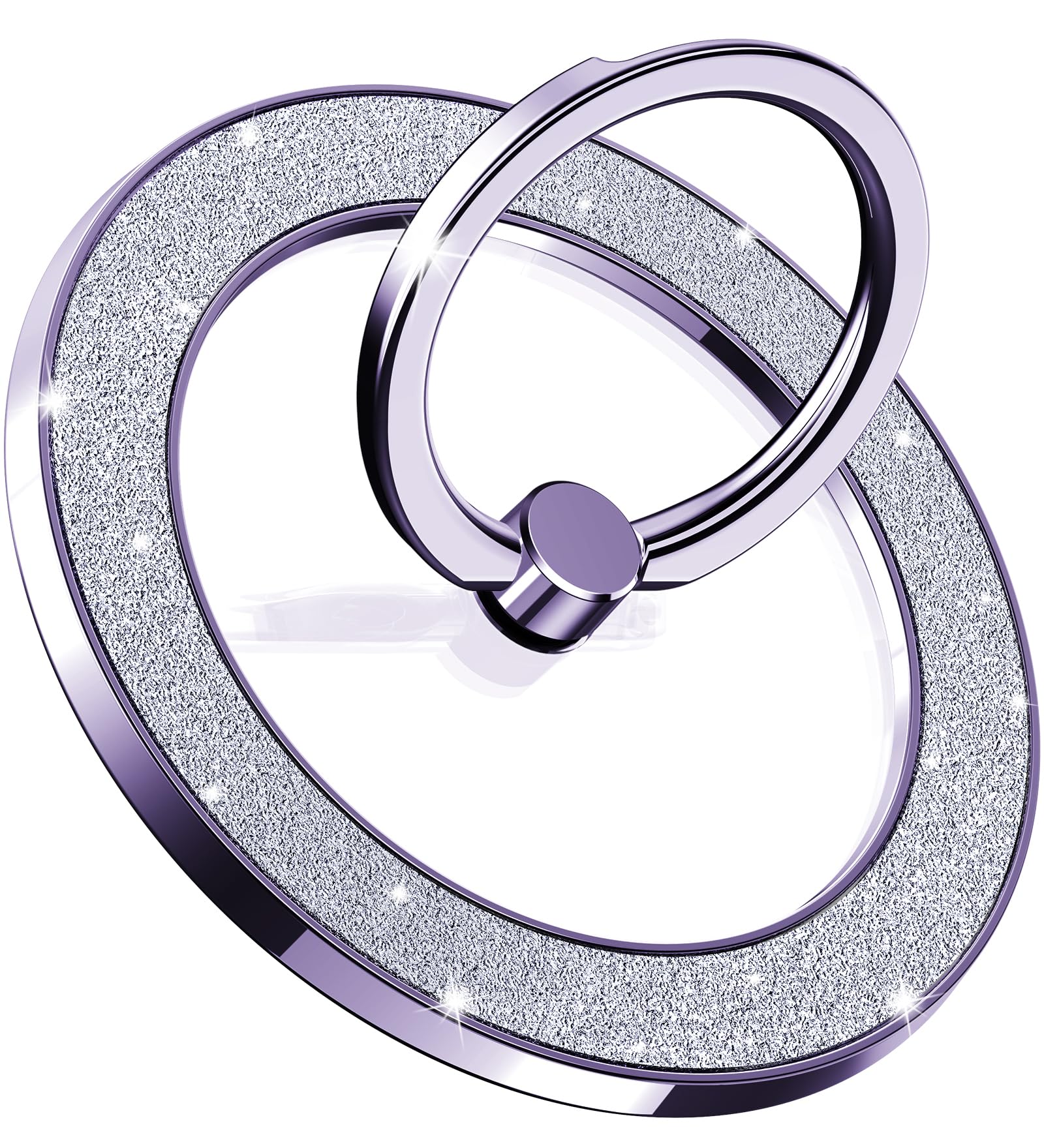 Magnetic Phone Ring Holder for MagSafe Cell Phone Grip Stand Finger Ring Stand Compatible with iPhone 17 16 15 14 13 12 Pro Max MagSafe Accessories Android. (Glitter Gold)