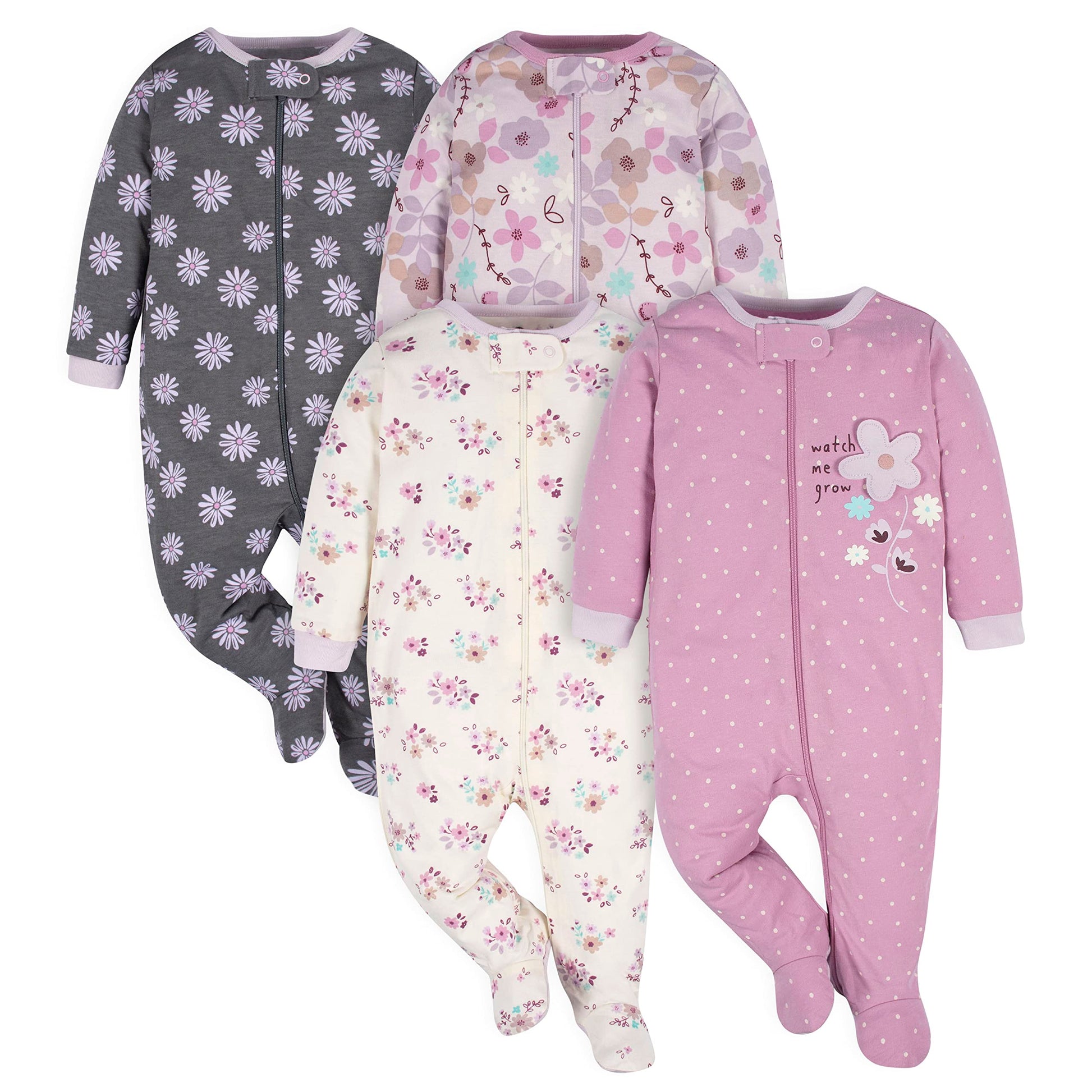Gerber baby-girls 4 Pack Sleep N' Play Footie