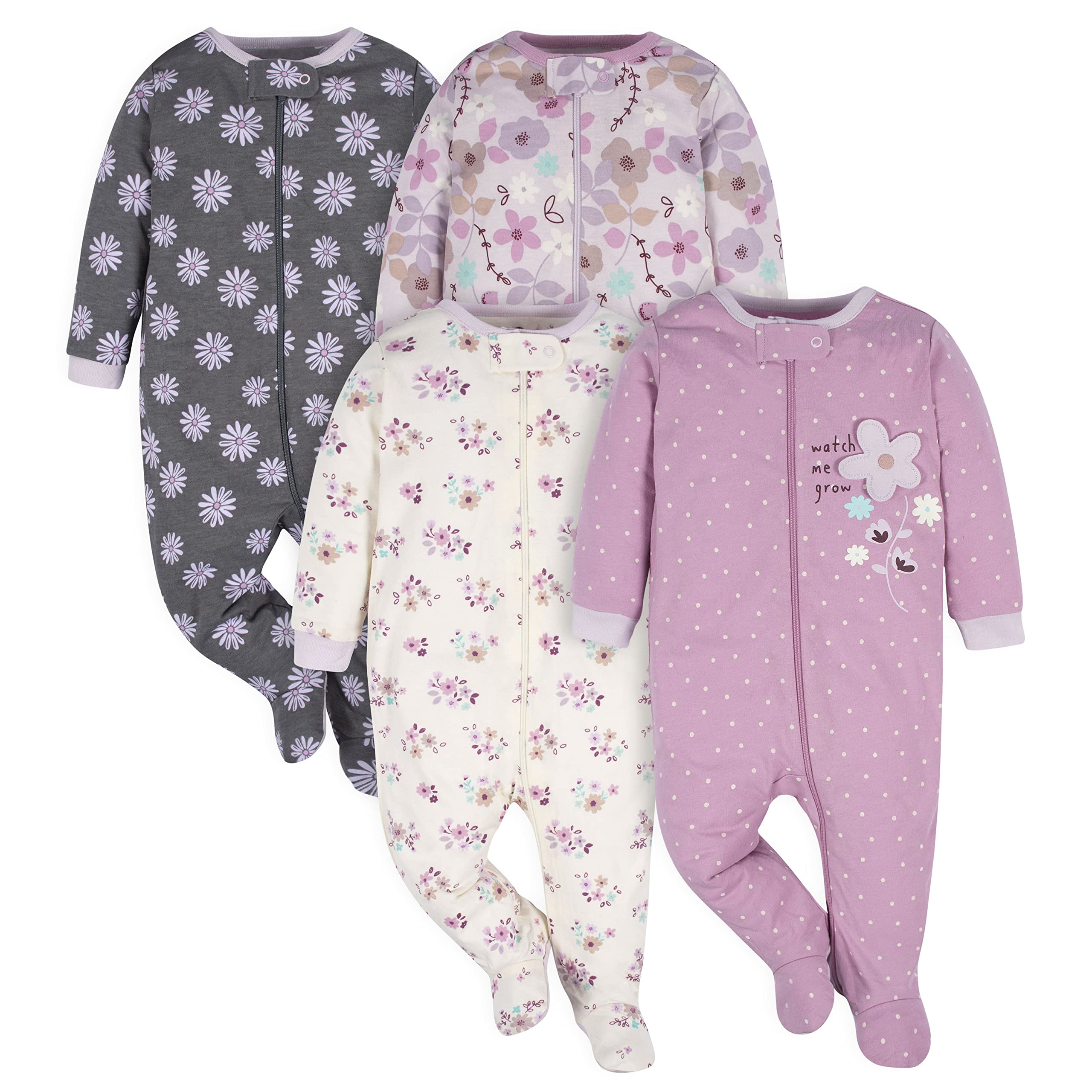 Gerber baby-girls 4 Pack Sleep N' Play Footie