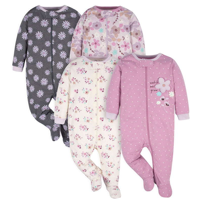 Gerber baby-girls 4 Pack Sleep N' Play Footie