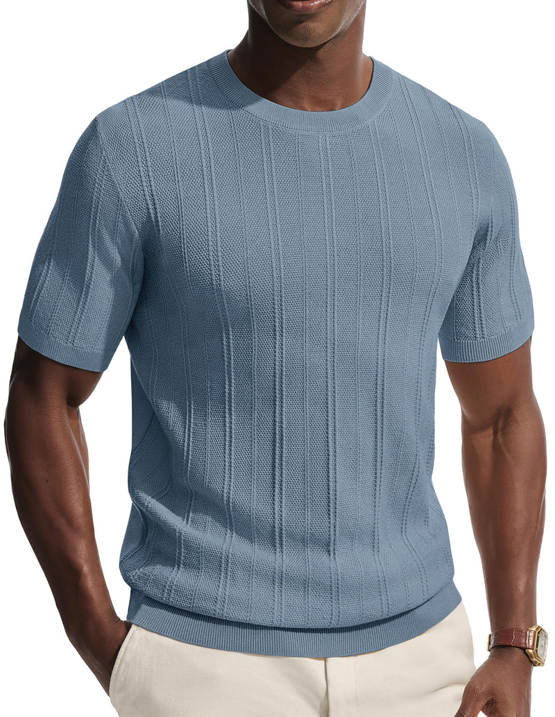 PJ PAUL JONES Mens T-Shirts Crew Neck T Shirts Short Sleeve Knit Shirt Casual Ribbed Top Basic Pullover Tees
