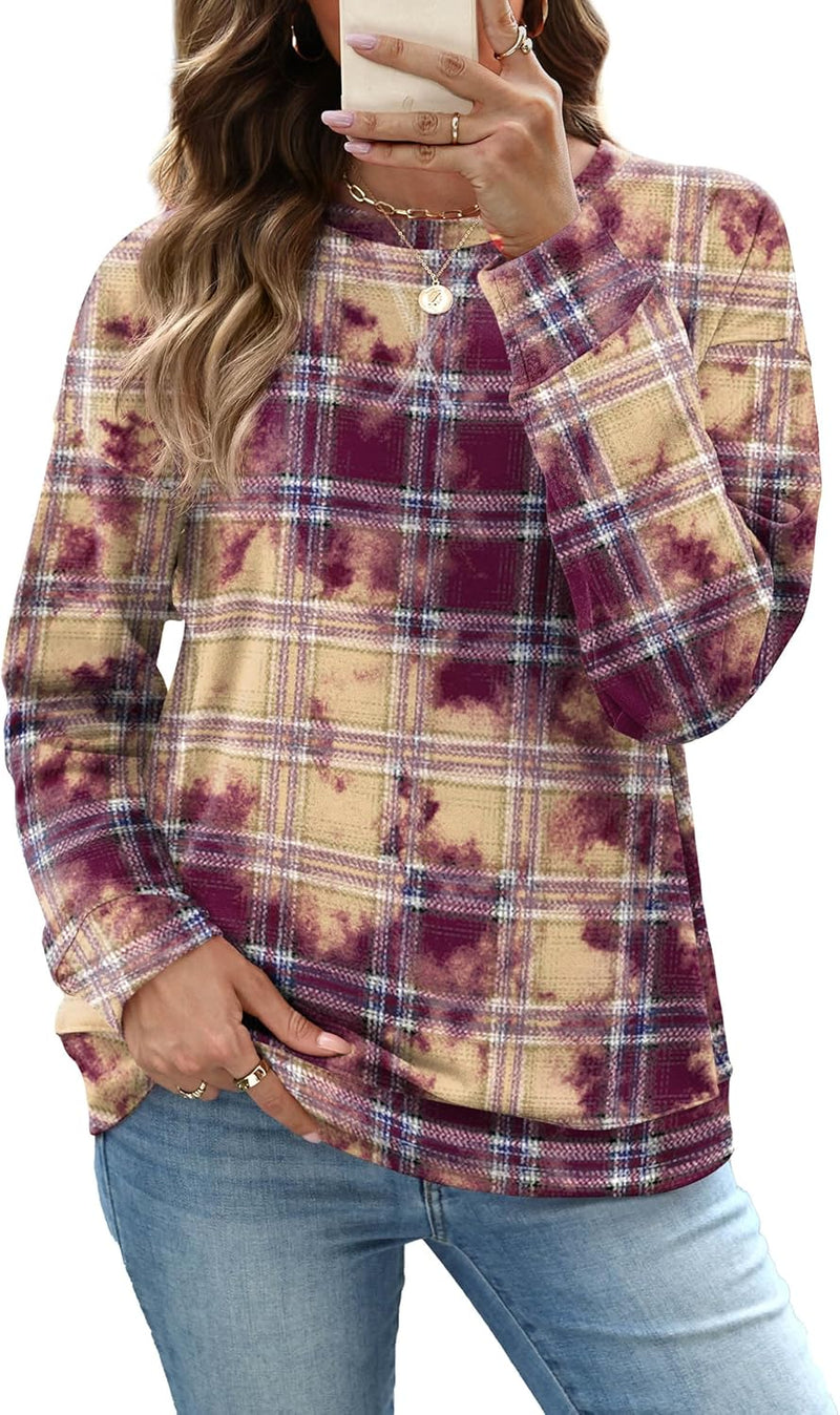 RUMIA Women's Crew Neck Sweatshirt Loose Pullover Long Sleeve Shirts Soft Tops for Women Fall Clothes 2025-70