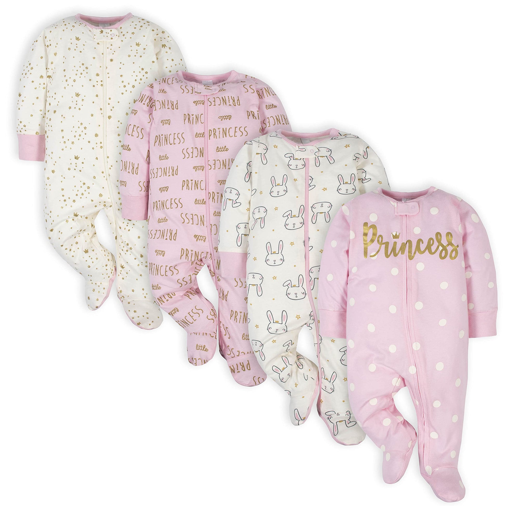 Gerber baby-girls 4 Pack Sleep N' Play Footie