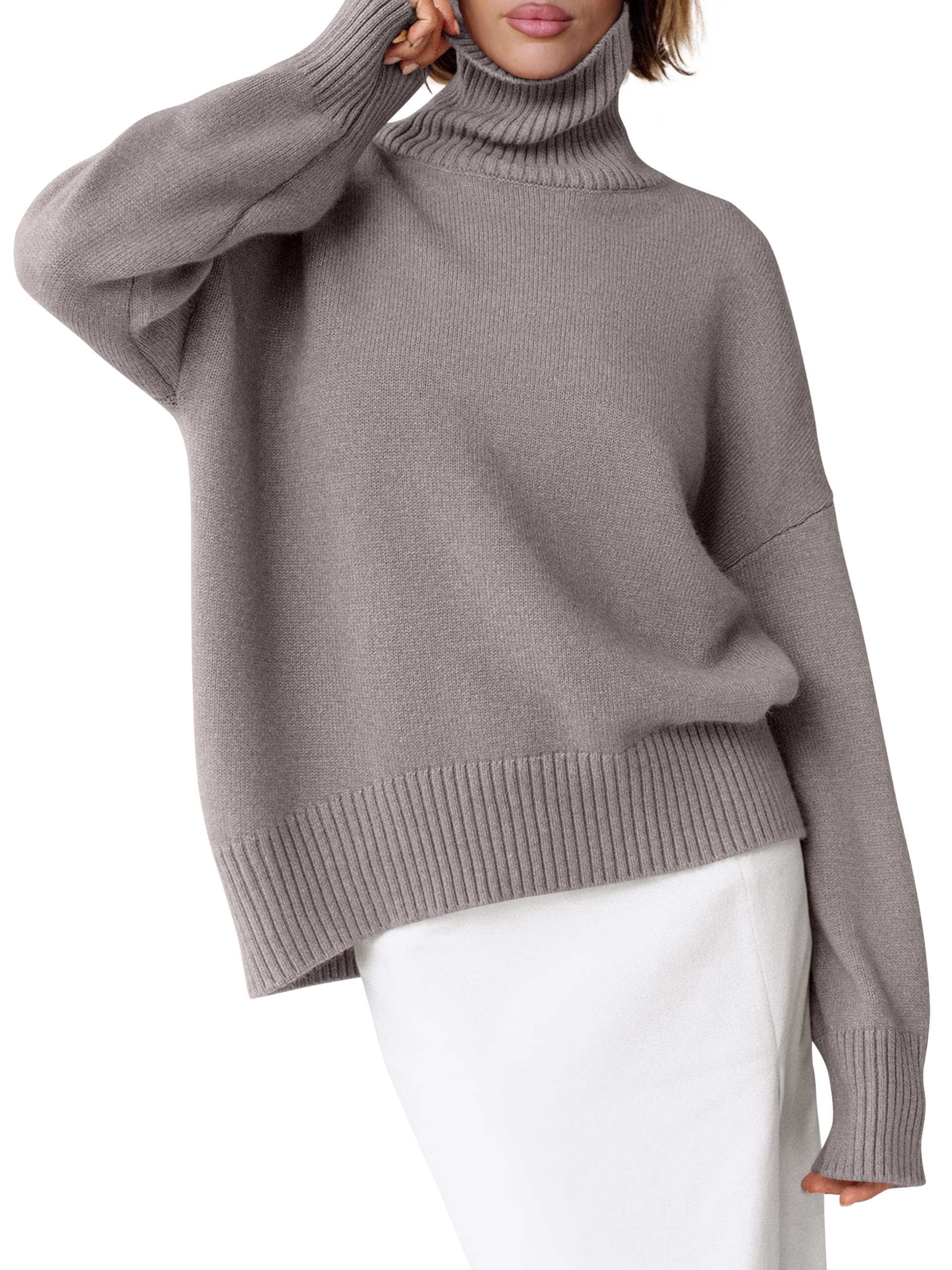 ANRABESS Womens Turtleneck Sweaters Oversized Chunky Long Sleeve Knit High Low Hem Pullover Top 2025 Fall Winter Fashion-58
