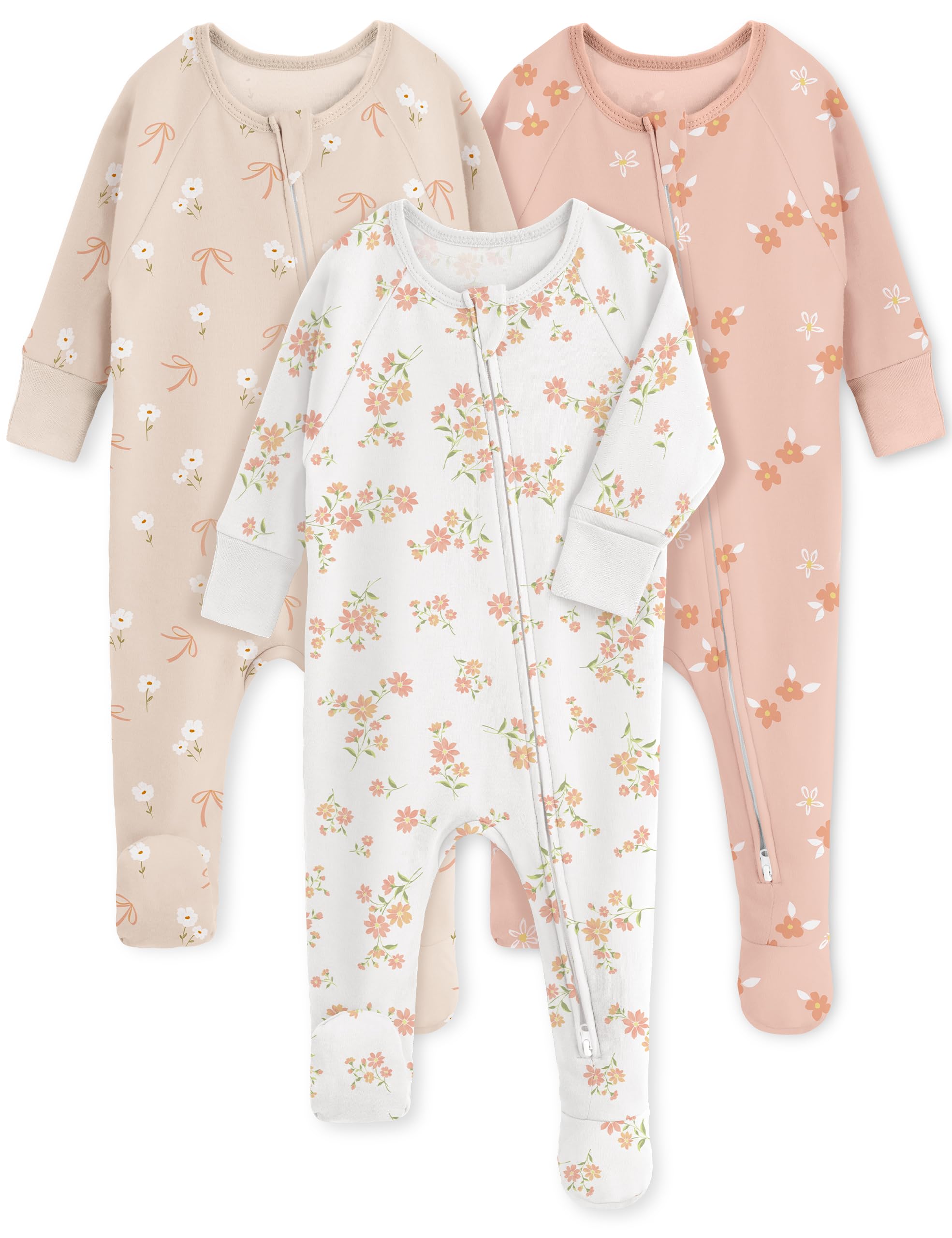 Yoofoss Baby Pajamas 100% Organic Cotton Baby Sleepers for Newborn 0-3 3-6 6-9 Months Boys Girl Clothes 3pcs Footed PJs