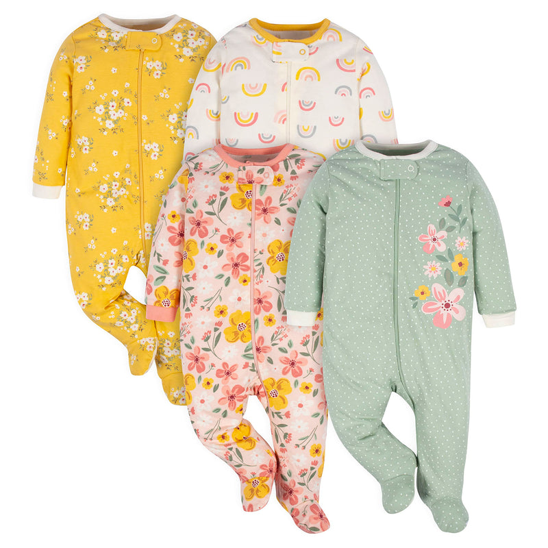 Gerber baby-girls 4 Pack Sleep N' Play Footie