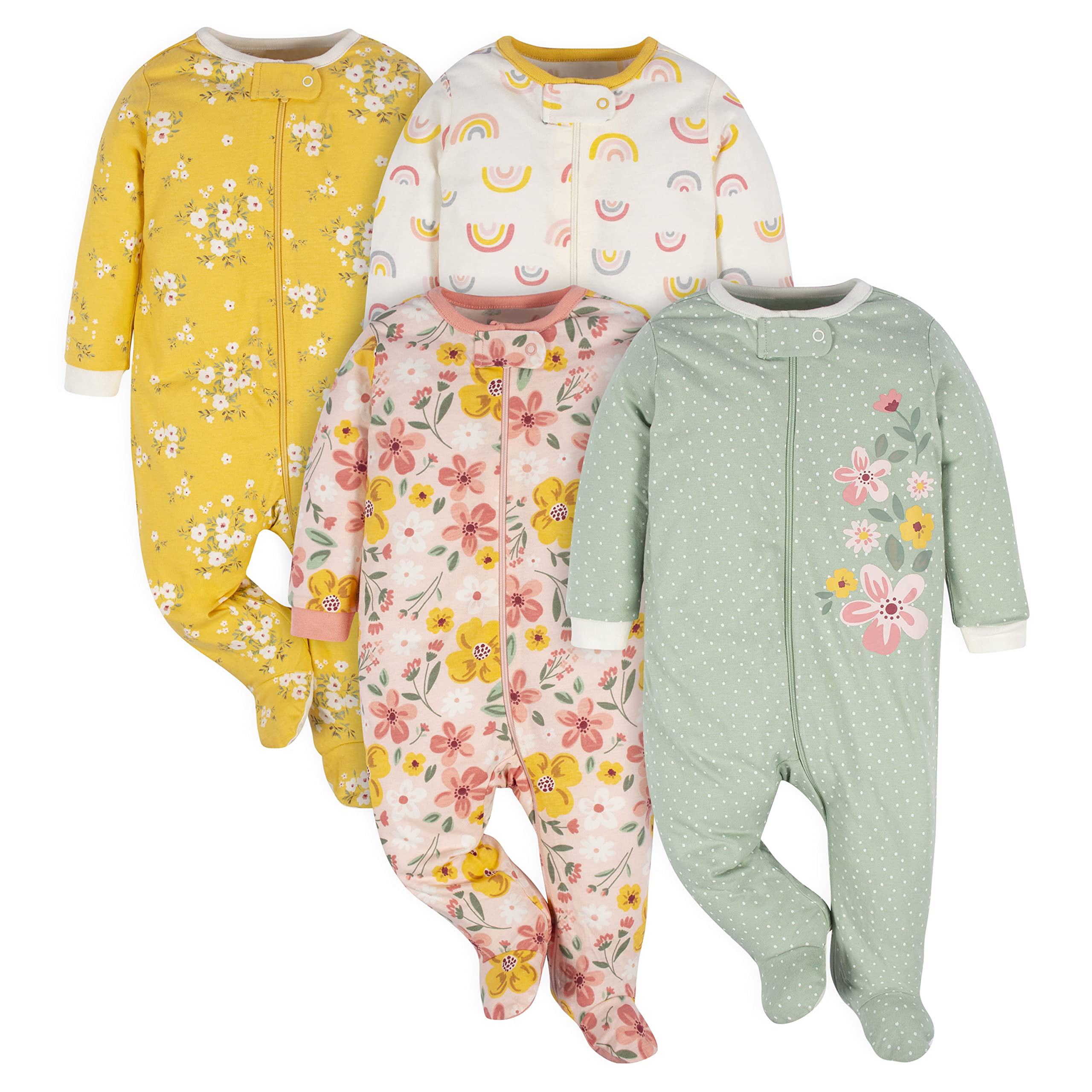 Gerber baby-girls 4 Pack Sleep N' Play Footie