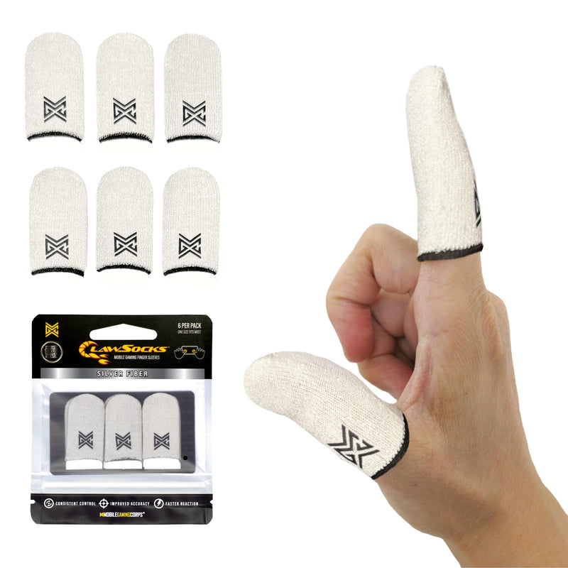 MGC ClawSocks 6 Pack Carbon, Gamer Finger & Thumb Sleeves, Mobile Gaming Stabilizer & Compression Support Black
