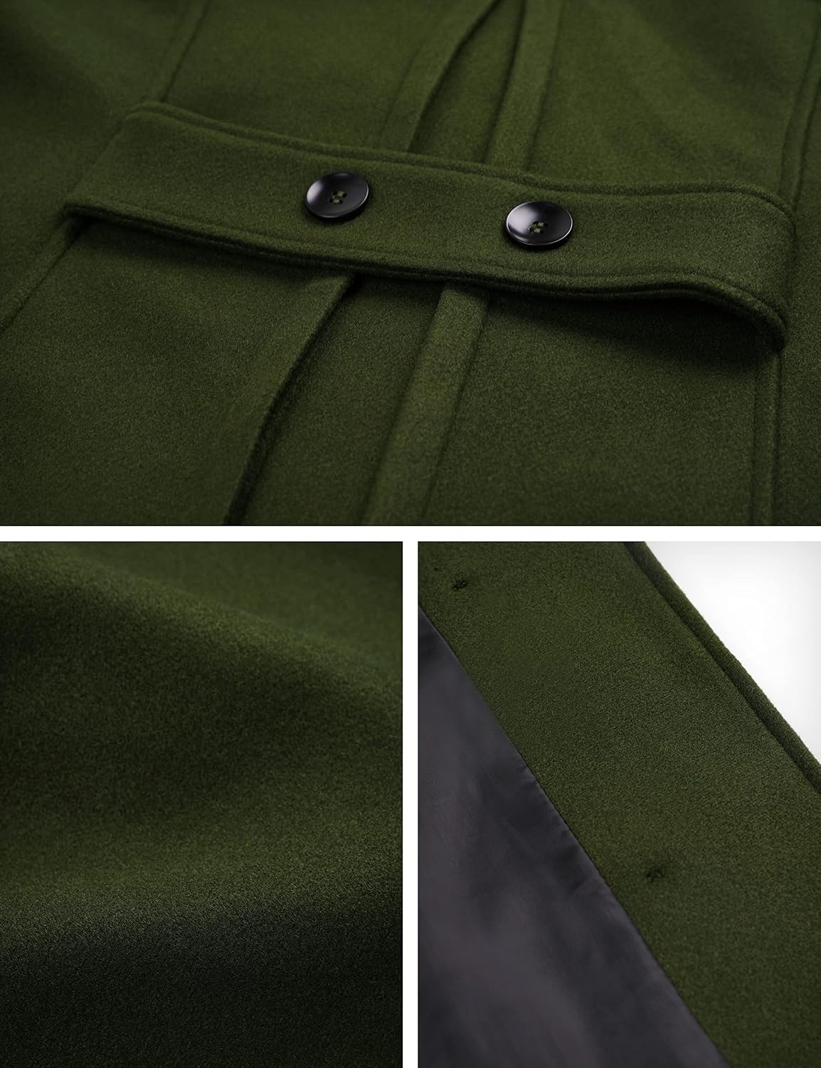 Tanming Women's Hooded Wool Blend Coat Mid Long Peacoats