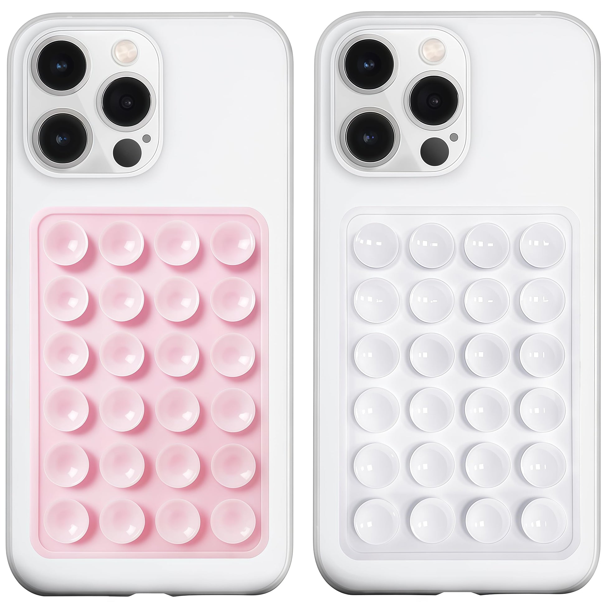 Silicone Suction Phone Case Mount, Silicon Adhesive Phone Accessory for Smartphones, Hands-Free Mirror Shower Phone Holder for Selfies, Tiktok Videos (Light Pink)