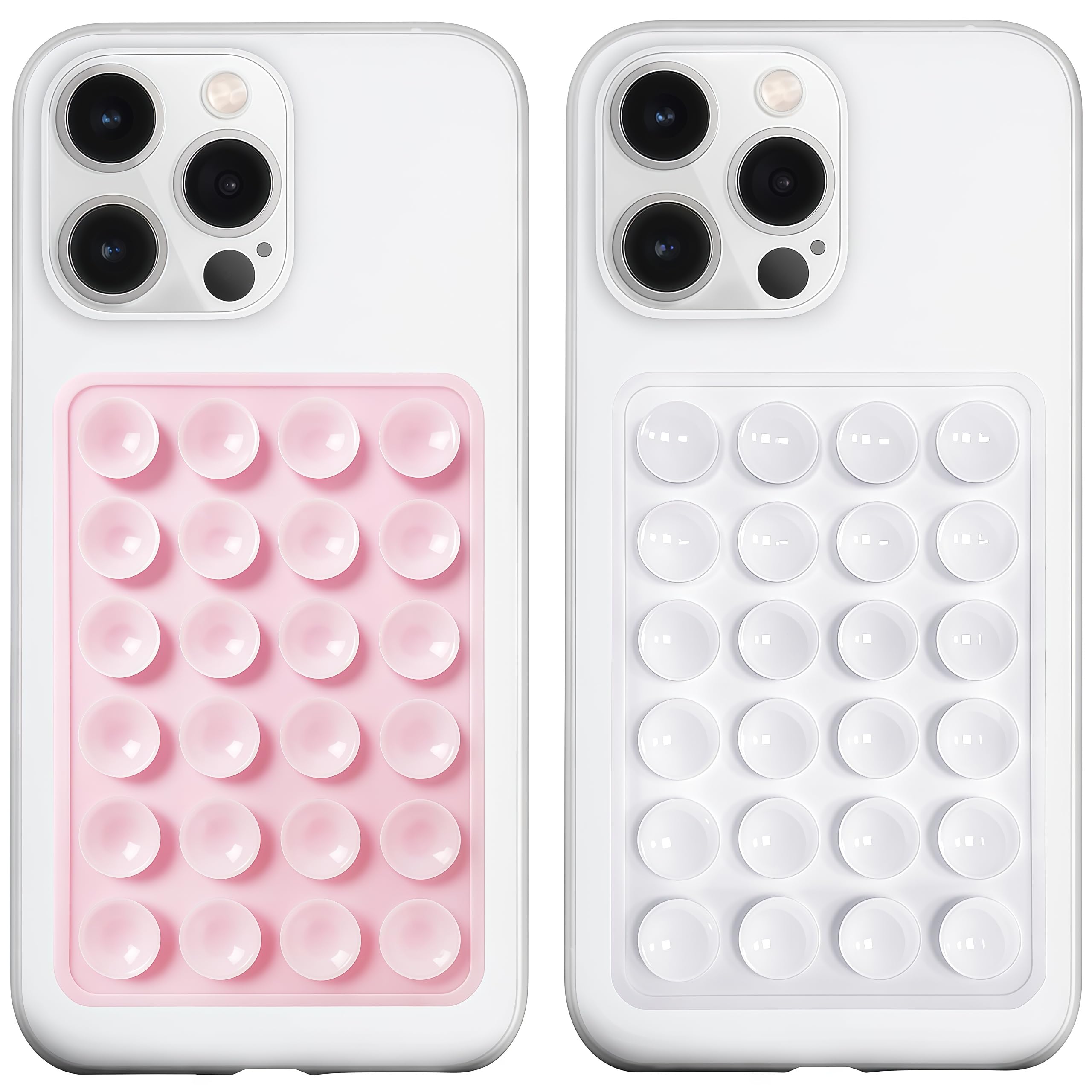 Silicone Suction Phone Case Mount, Silicon Adhesive Phone Accessory for Smartphones, Hands-Free Mirror Shower Phone Holder for Selfies, Tiktok Videos (Light Pink)