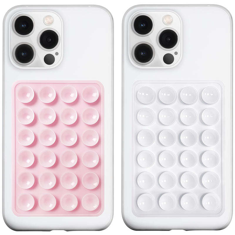 Silicone Suction Phone Case Mount, Silicon Adhesive Phone Accessory for Smartphones, Hands-Free Mirror Shower Phone Holder for Selfies, Tiktok Videos (Light Pink)