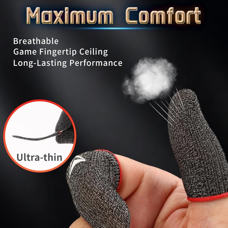 6 Pack Finger Sleeves for Gaming,Thumb Sleeves for Mobile Gaming,Anti Sweat,Ultra Thin Silver Fiber,Suitable for Most Gamers,Gaming Finger Gloves for PUBG COD Dedales,Covers