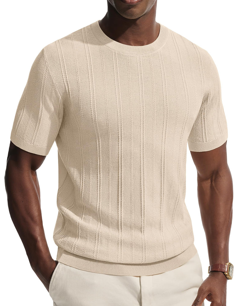 PJ PAUL JONES Mens T-Shirts Crew Neck T Shirts Short Sleeve Knit Shirt Casual Ribbed Top Basic Pullover Tees