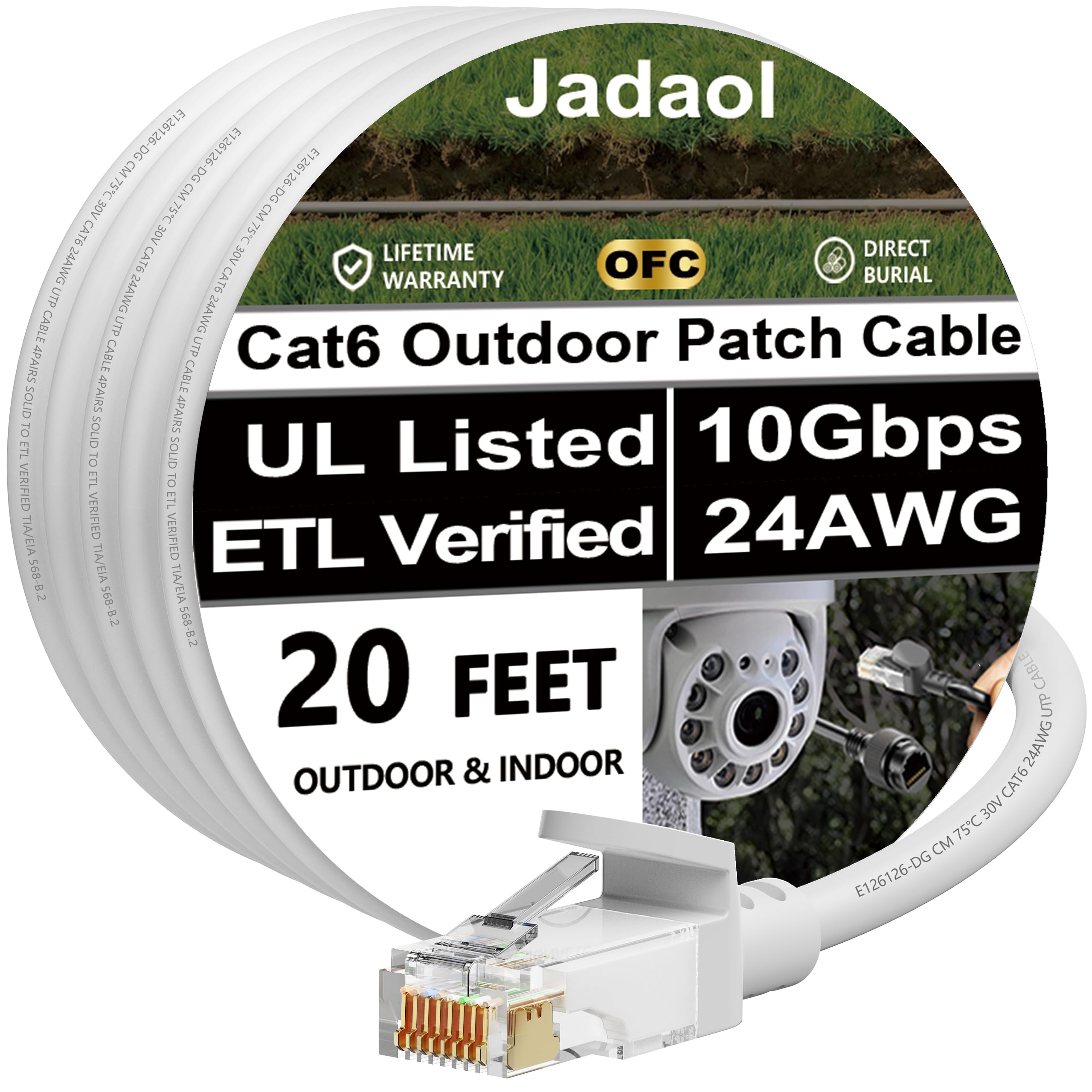 Jadaol Cat 6 Ethernet Cable 50 ft, 10Gbps Support Cat8 Cat7 Network, Flat RJ45 LAN Patch Cable, High-Speed Wired Internet Cable for Router, Modem, Switch, Gaming Consoles, PC, Streaming Devices, White