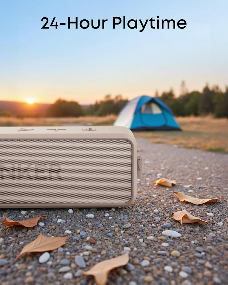 Anker Soundcore 2 Portable Bluetooth Speaker with Stereo Sound, Bluetooth 5, Bassup, IPX7 Waterproof, 24-Hour Playtime, Wireless, Speaker for Home, Outdoors, Travel