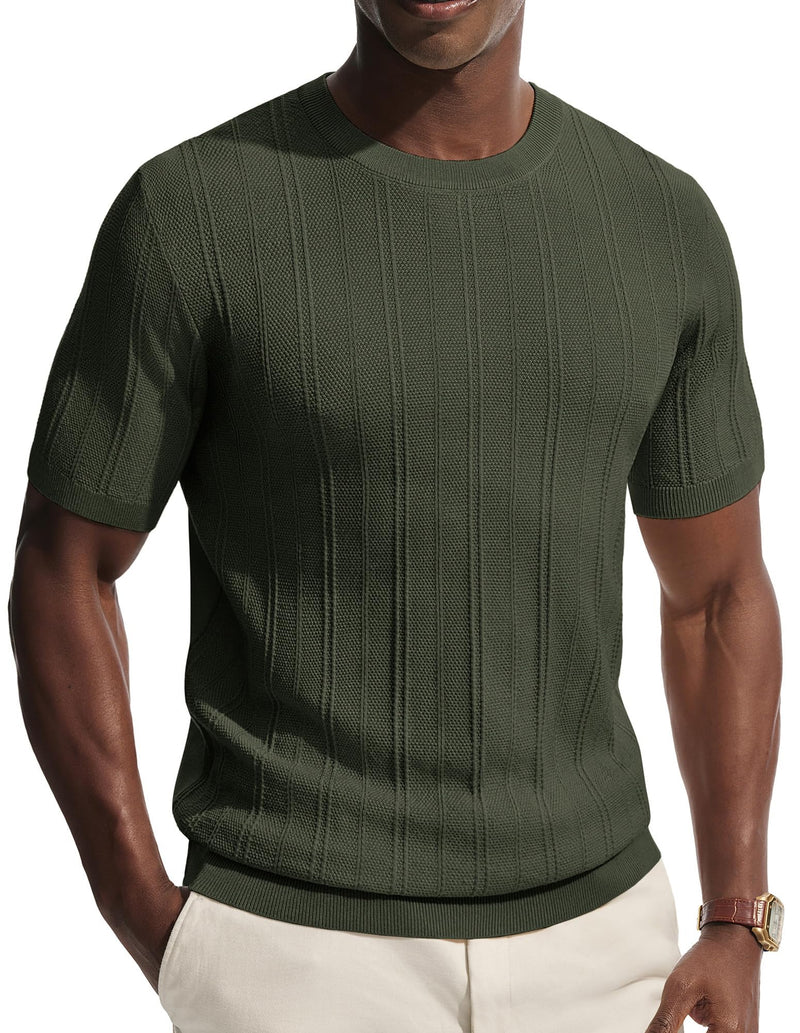 PJ PAUL JONES Mens T-Shirts Crew Neck T Shirts Short Sleeve Knit Shirt Casual Ribbed Top Basic Pullover Tees