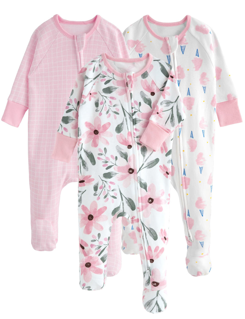 Yoofoss Baby Pajamas 100% Organic Cotton Baby Sleepers for Newborn 0-3 3-6 6-9 Months Boys Girl Clothes 3pcs Footed PJs