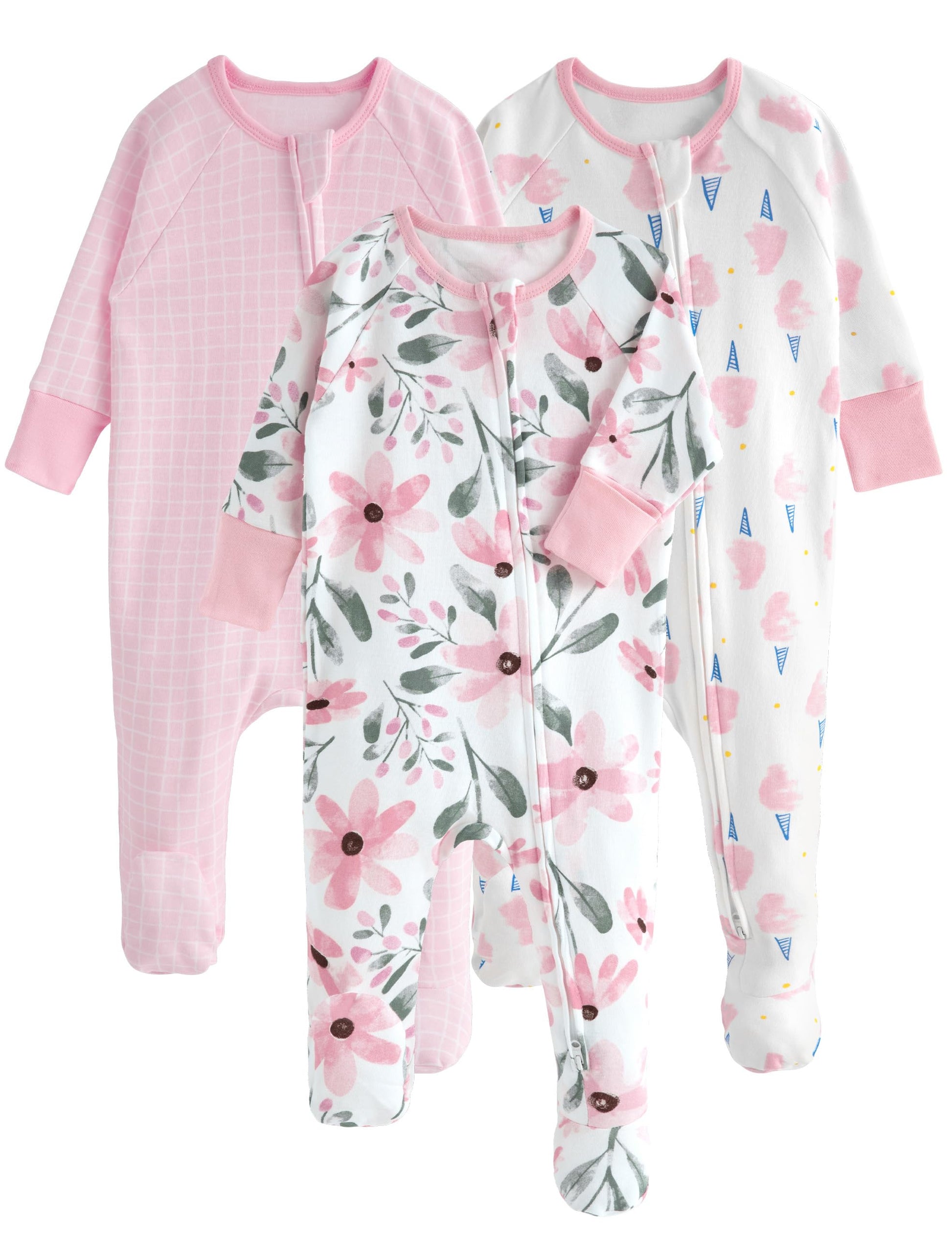 Yoofoss Baby Pajamas 100% Organic Cotton Baby Sleepers for Newborn 0-3 3-6 6-9 Months Boys Girl Clothes 3pcs Footed PJs