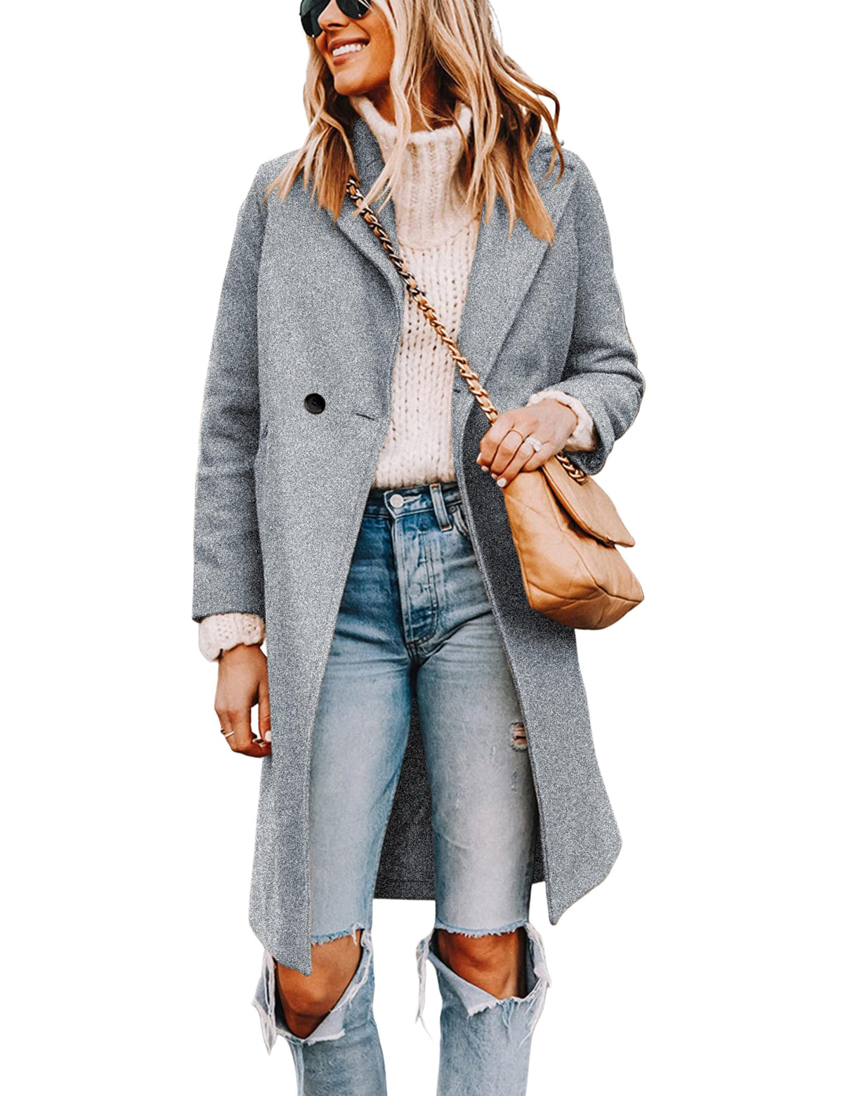 Tanming Women's Wool Pea Coats Long Trench Coats Jackets
