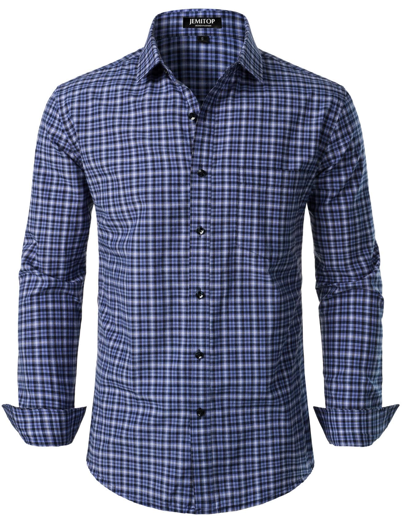 JEMITOP Men's Transitional Weather Slim Fit Long Sleeve Button Down Shirt Business Casual Dress Shirts with Pocket-30