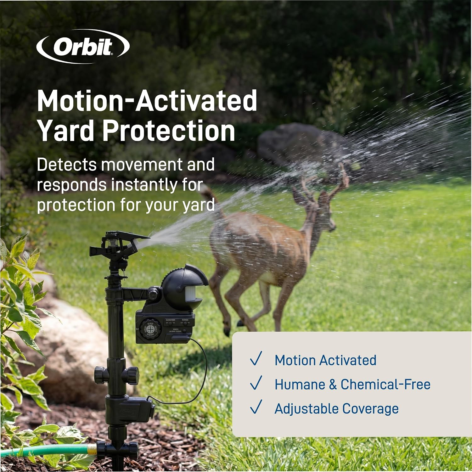 Orbit Yard Enforcer Motion-Activated Sprinkler - Outdoor Animal Repeller & Lawn Protector - Motion Sensor - Multi-Angle Detection - Weatherproof Dual-Purpose Sprinkler - 62100