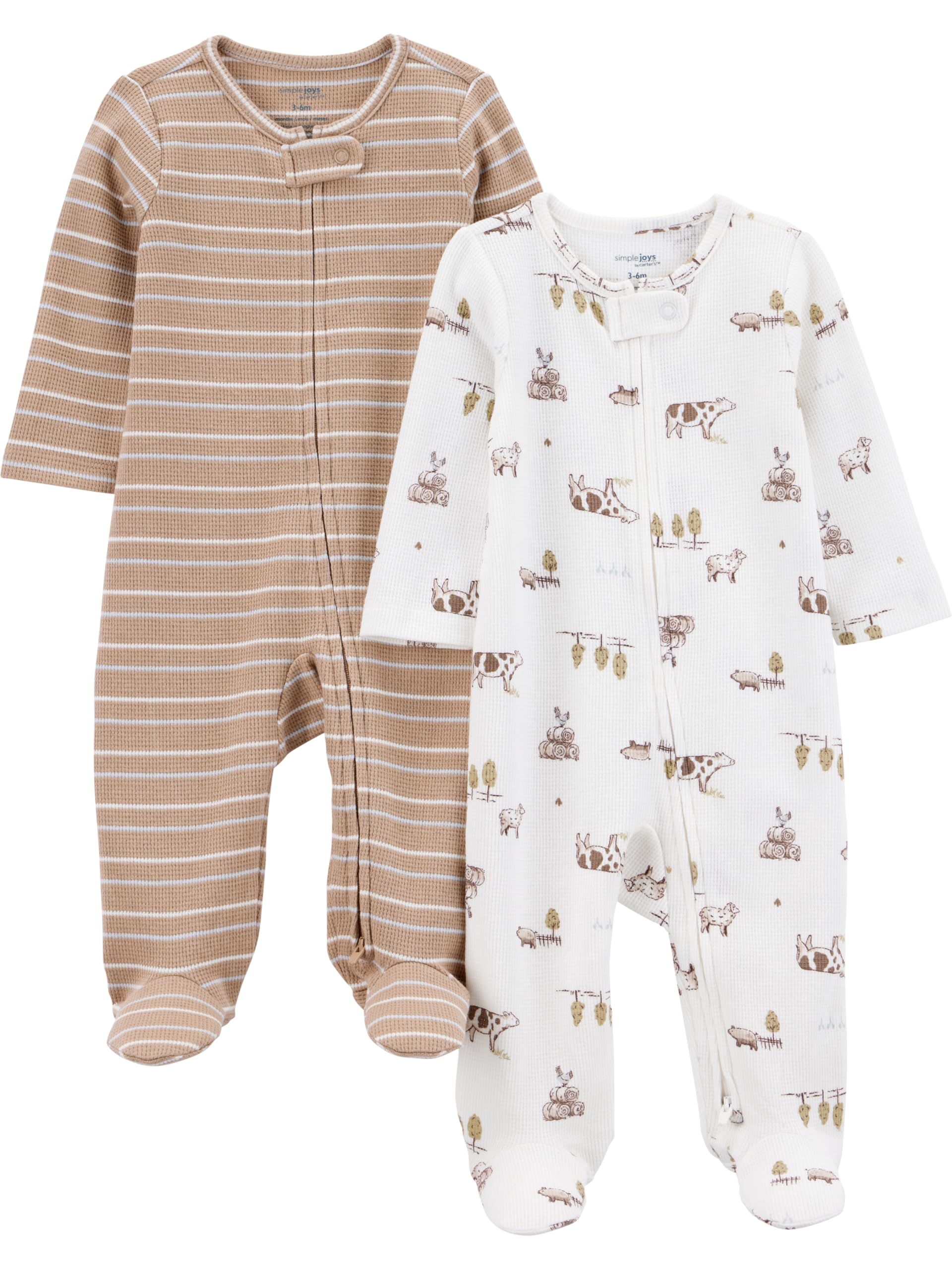 Simple Joys by Carter's unisex-baby 2-way Zip Thermal Footed Sleep and Play, Pack of 2-12