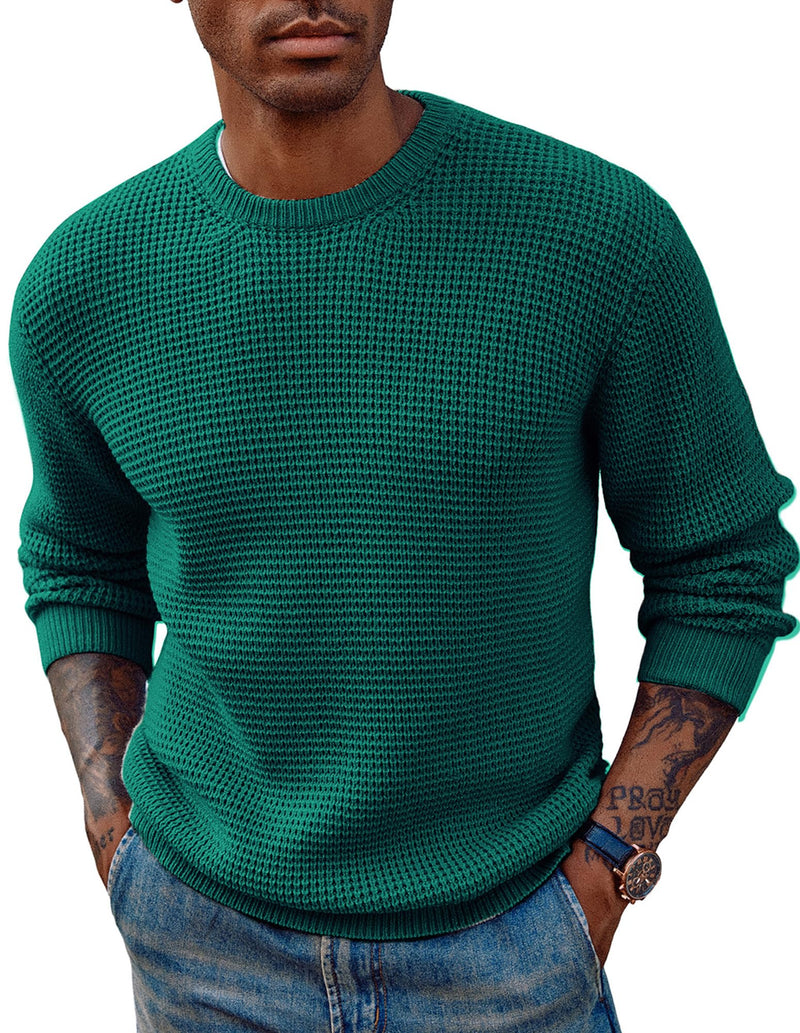 PJ PAUL JONES Mens Pullover Sweater Waffle Textured Long Sleeve Knitted Sweaters-72