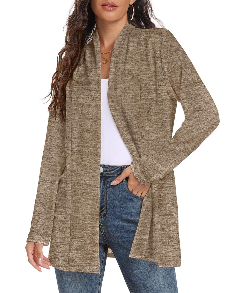 Womens Long Sleeve Lightweight Cardigan Open Front Casual Draped Cardigans with Pockets-23