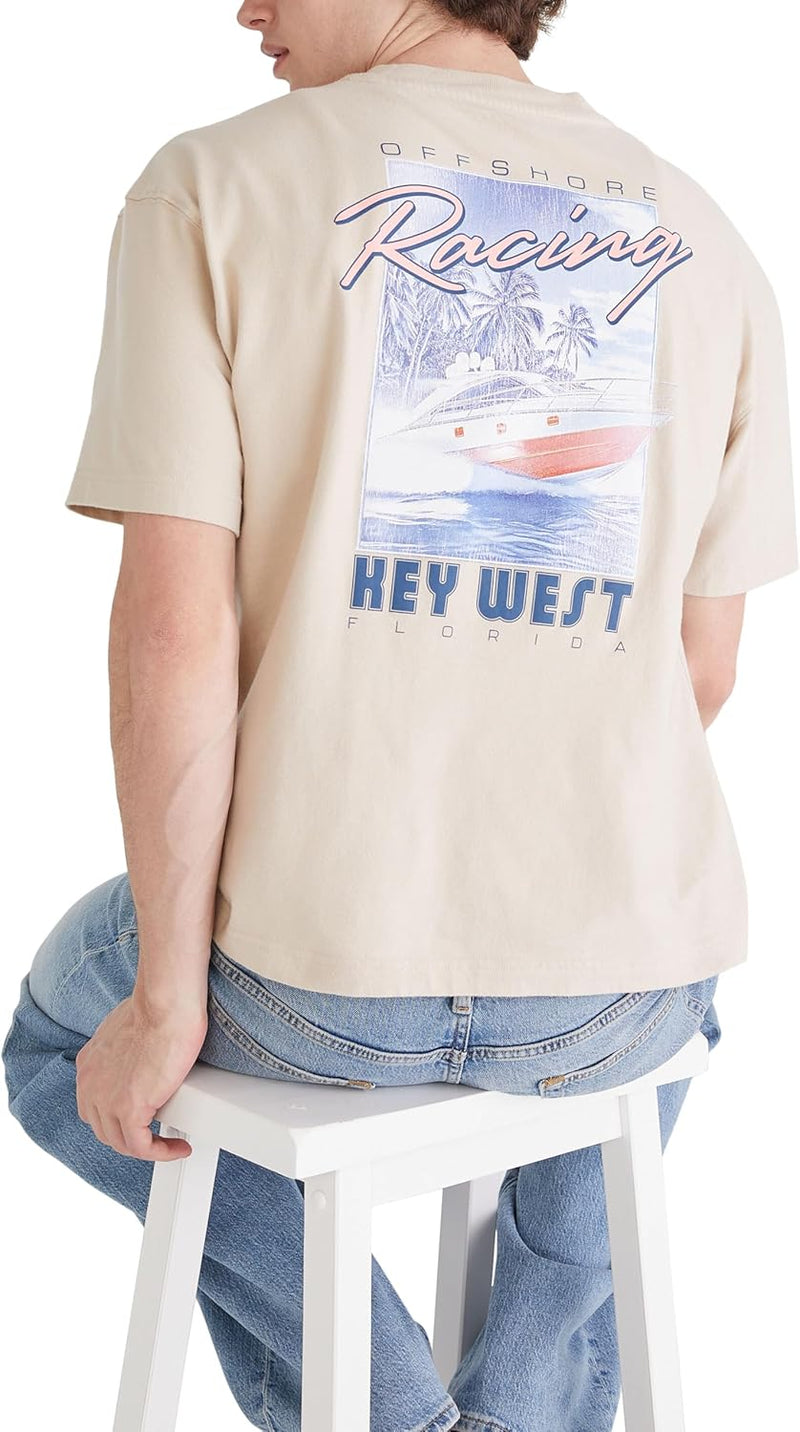 Aeropostale Men's Heavy Weight Boxy Crew Neck Short Sleeve Graphic T-Shirt